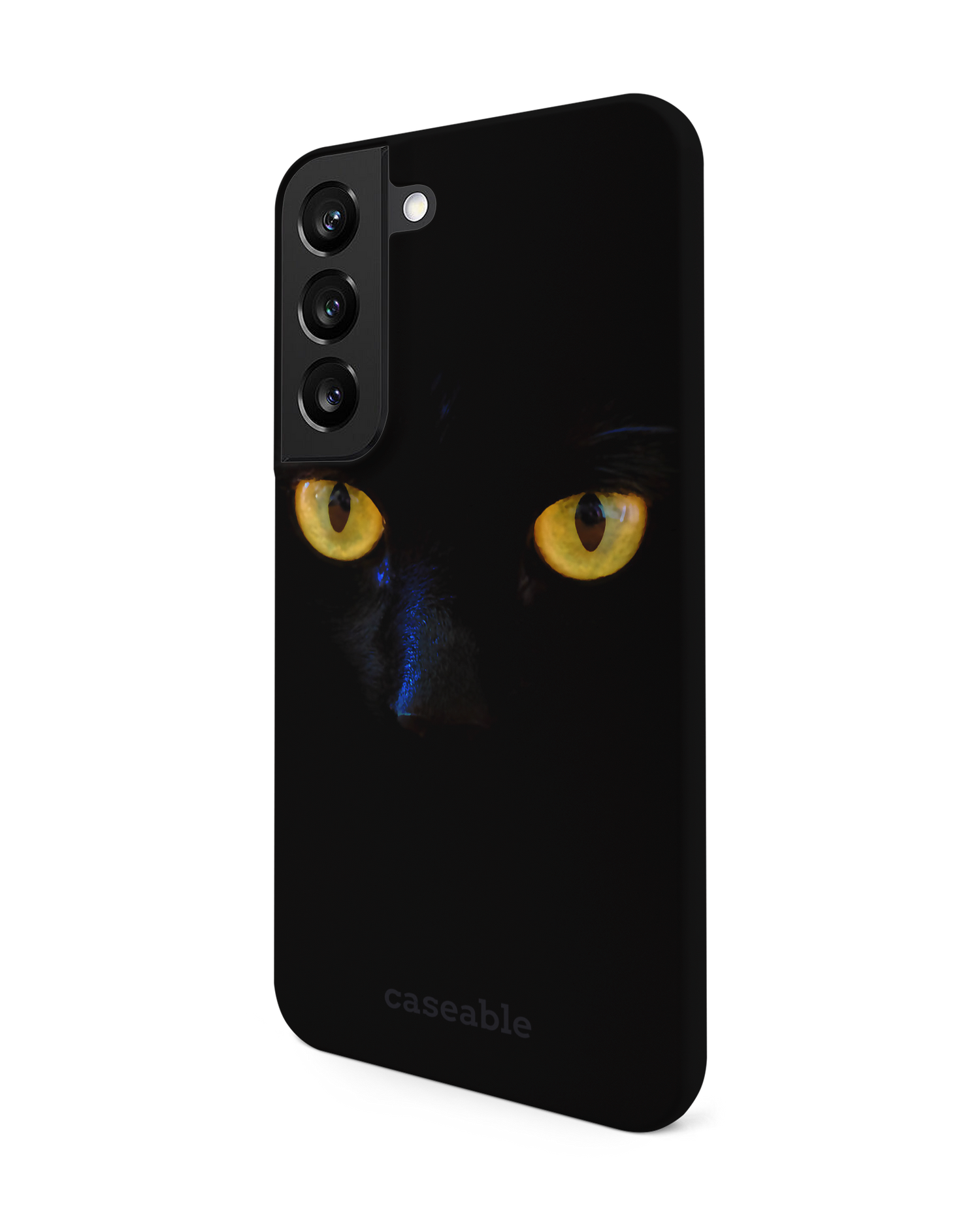 Black Cat Hard Shell Phone Case Samsung Galaxy S22 5G: View from the right side