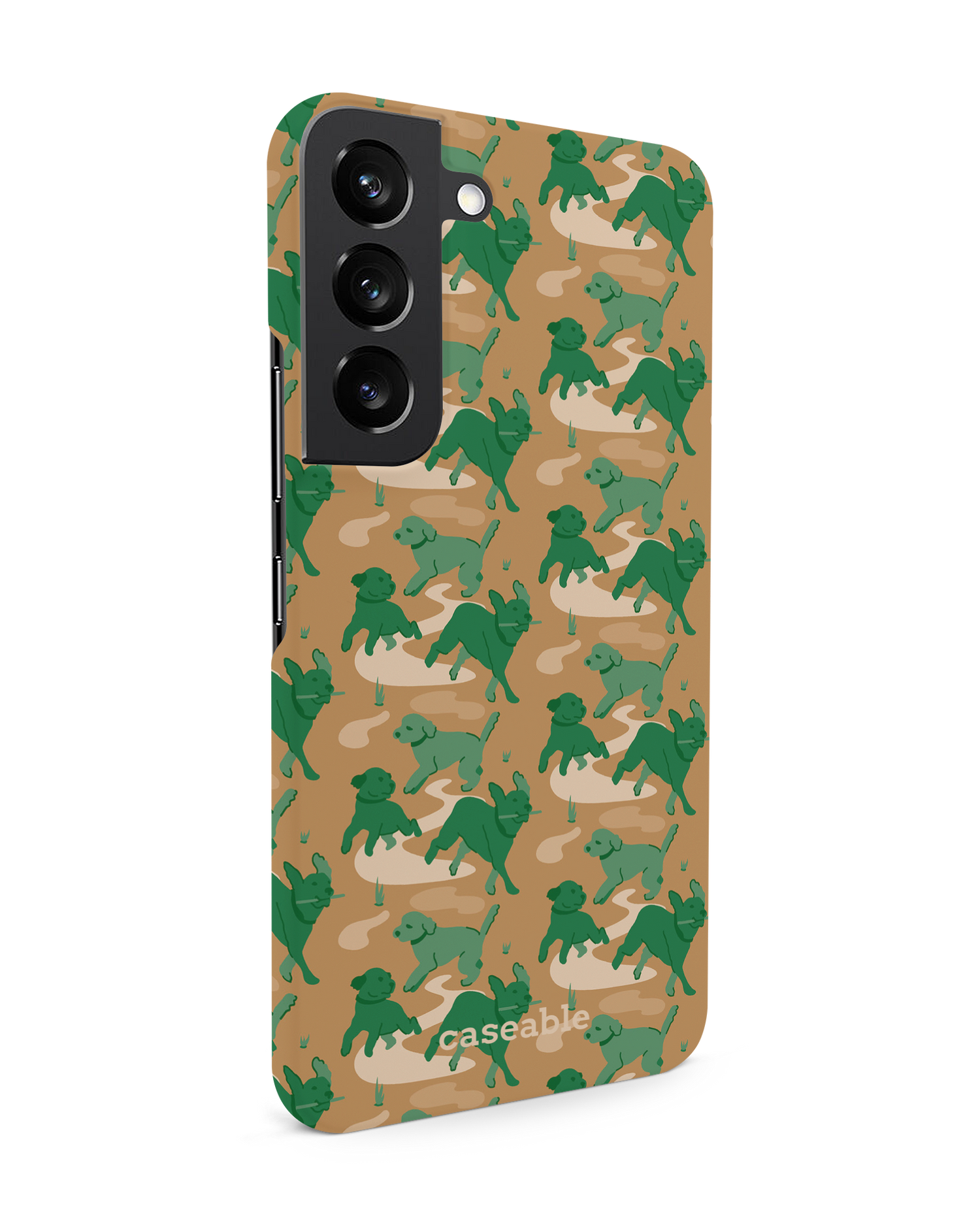 Dog Camo Hard Shell Phone Case Samsung Galaxy S22 5G: View from the left side