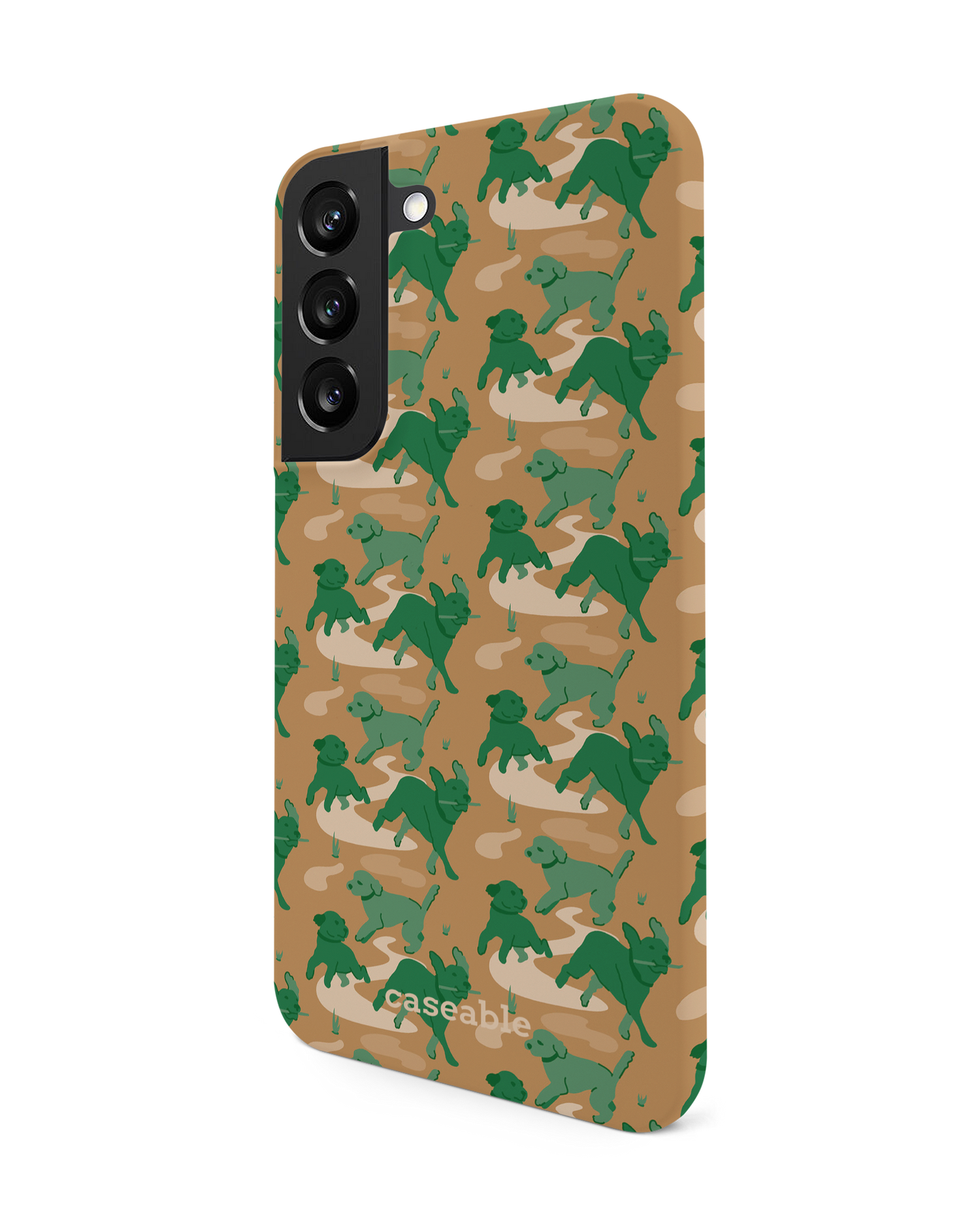 Dog Camo Hard Shell Phone Case Samsung Galaxy S22 5G: View from the right side
