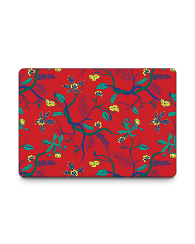Ultra Red Floral Laptop Skin for 15 inch Apple MacBooks: Front View