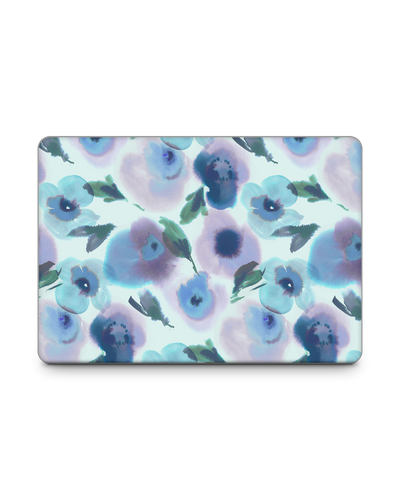 Watercolour Flowers Blue Laptop Skin for 13 inch Apple MacBooks: Front View