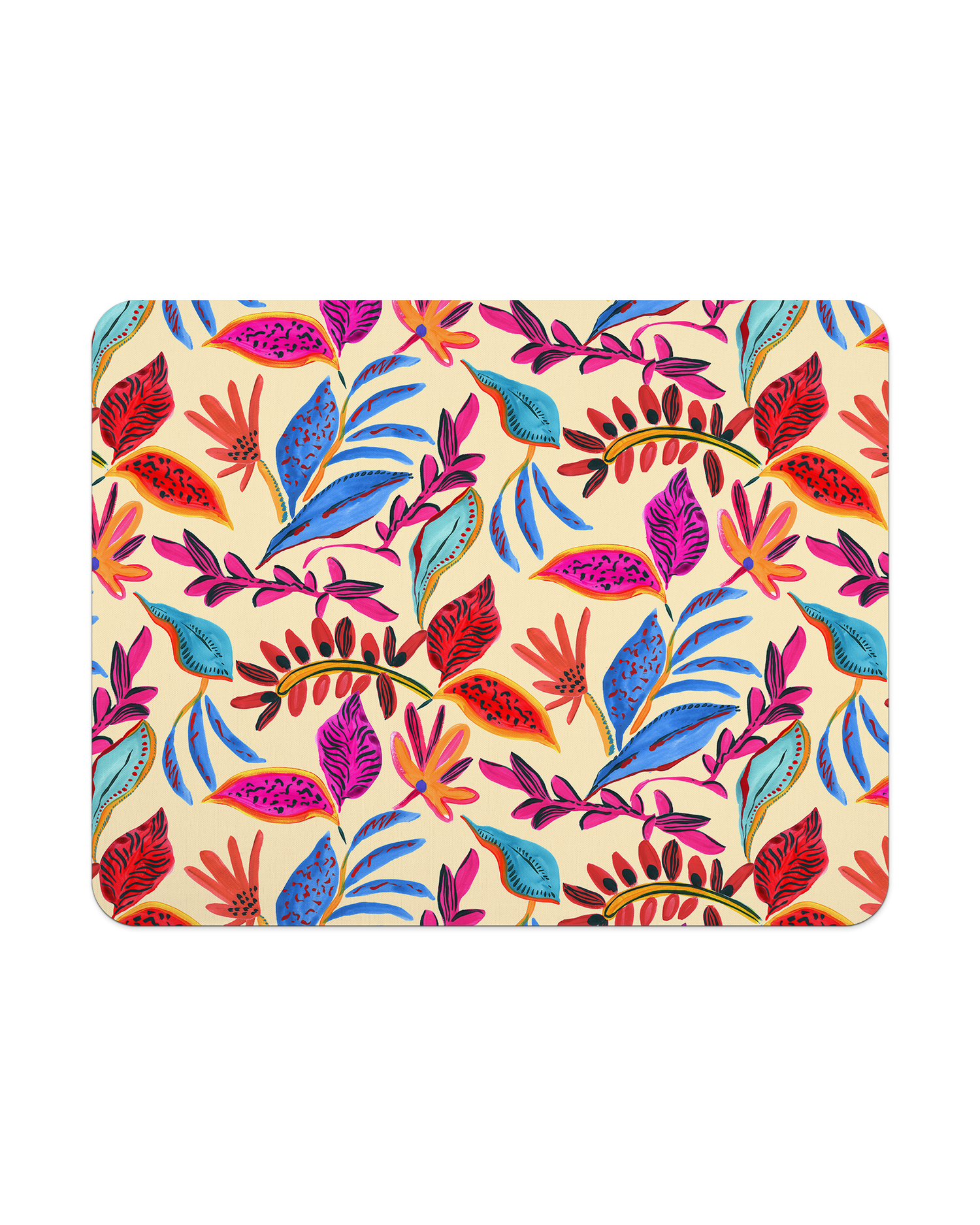 Painterly Spring Leaves Mouse Pad from Top
