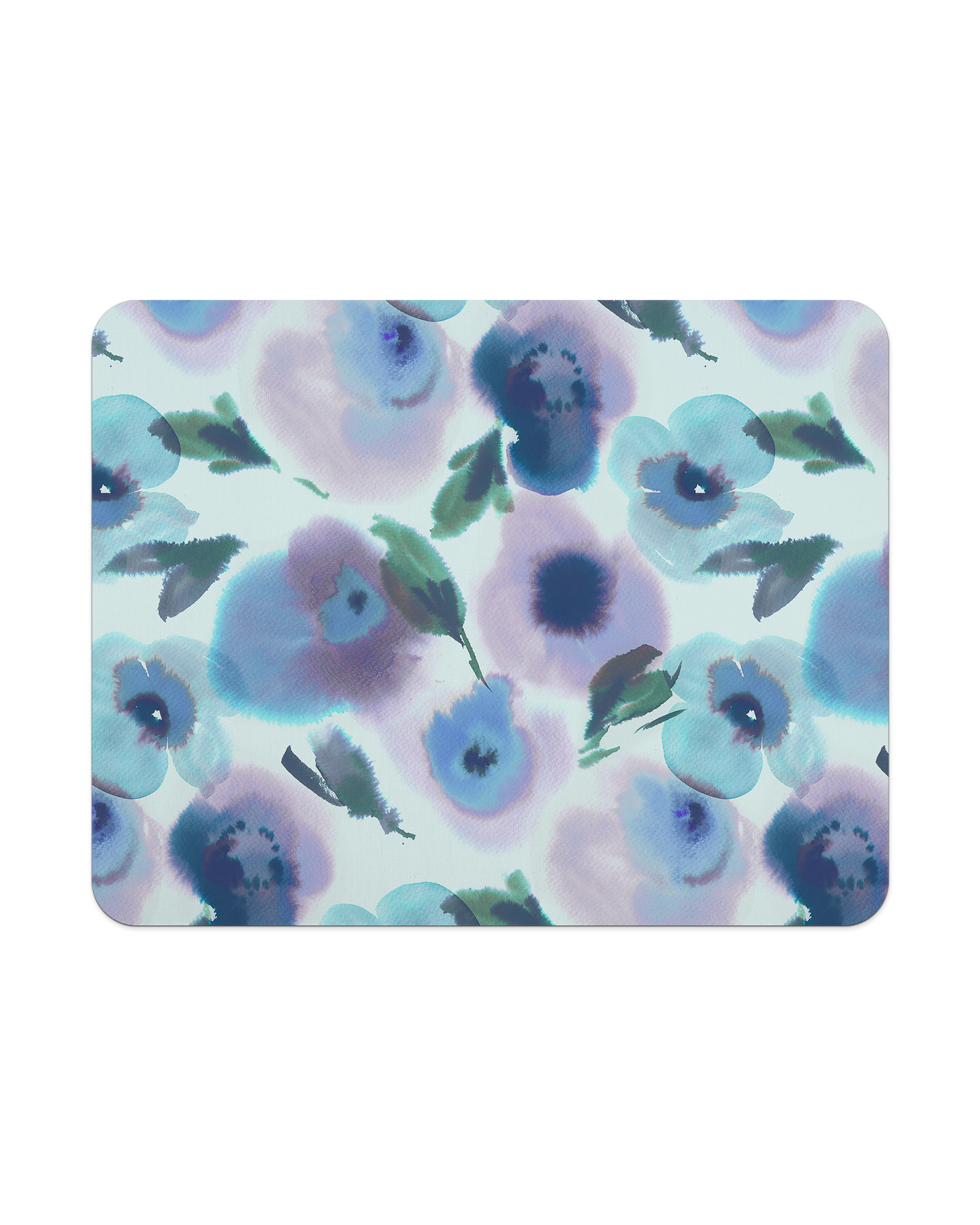 Watercolour Flowers Blue Mouse Pad from Top