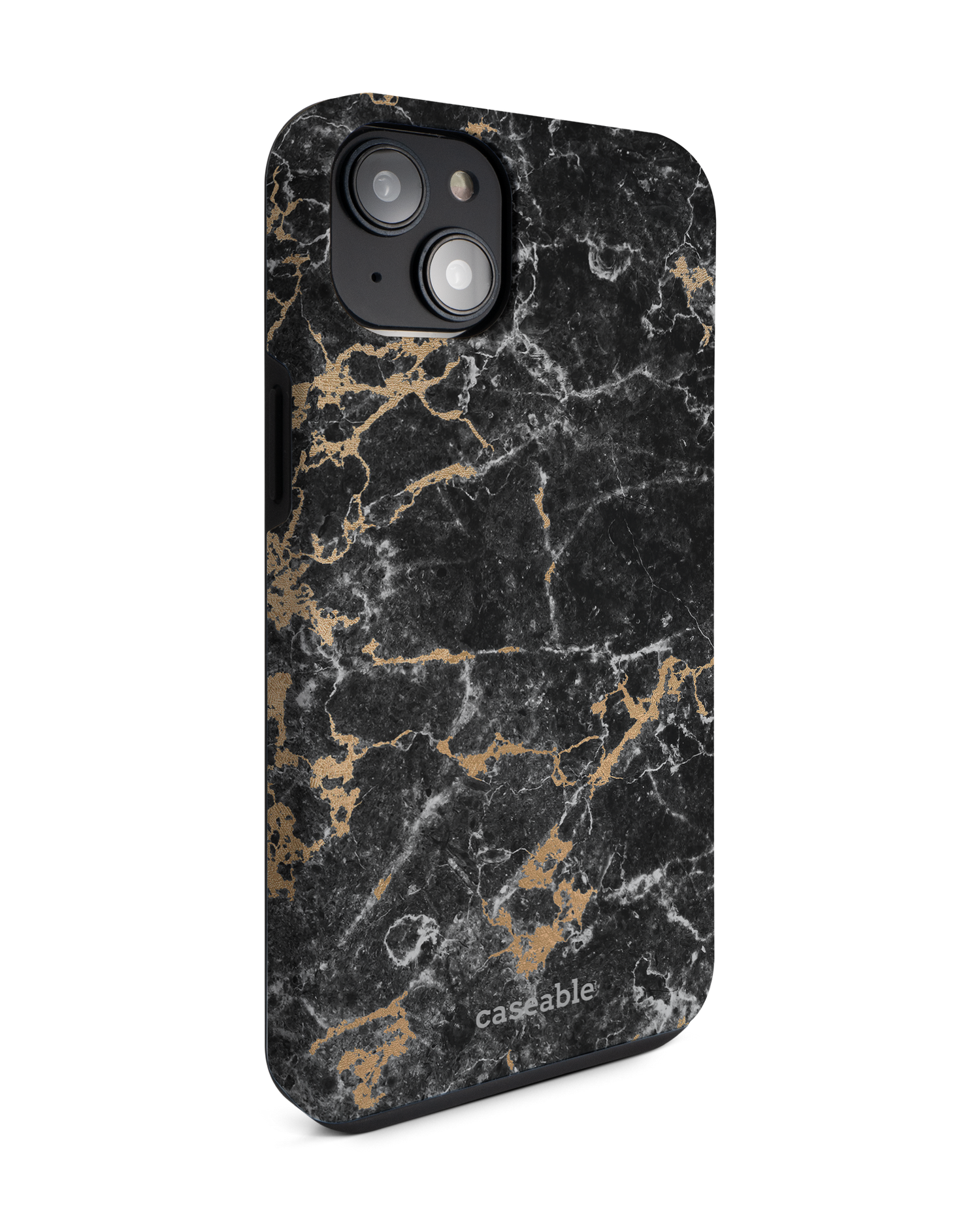 Marble and Gold Premium Phone Case for Apple iPhone 14 Plus: View from the left side