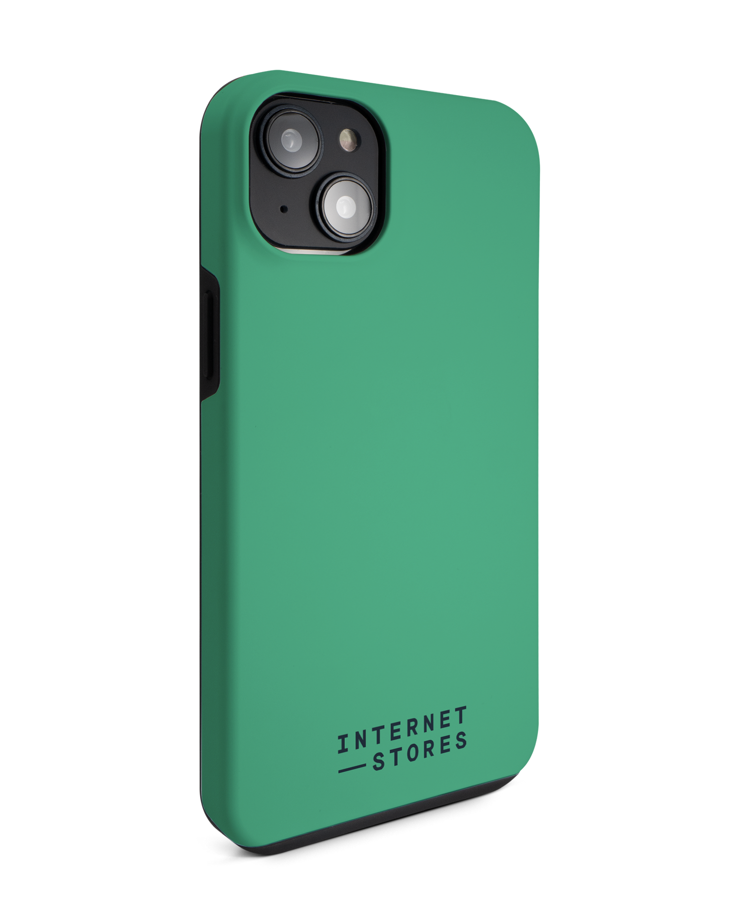 ISG Neon Green Premium Phone Case for Apple iPhone 14 Plus: View from the left side
