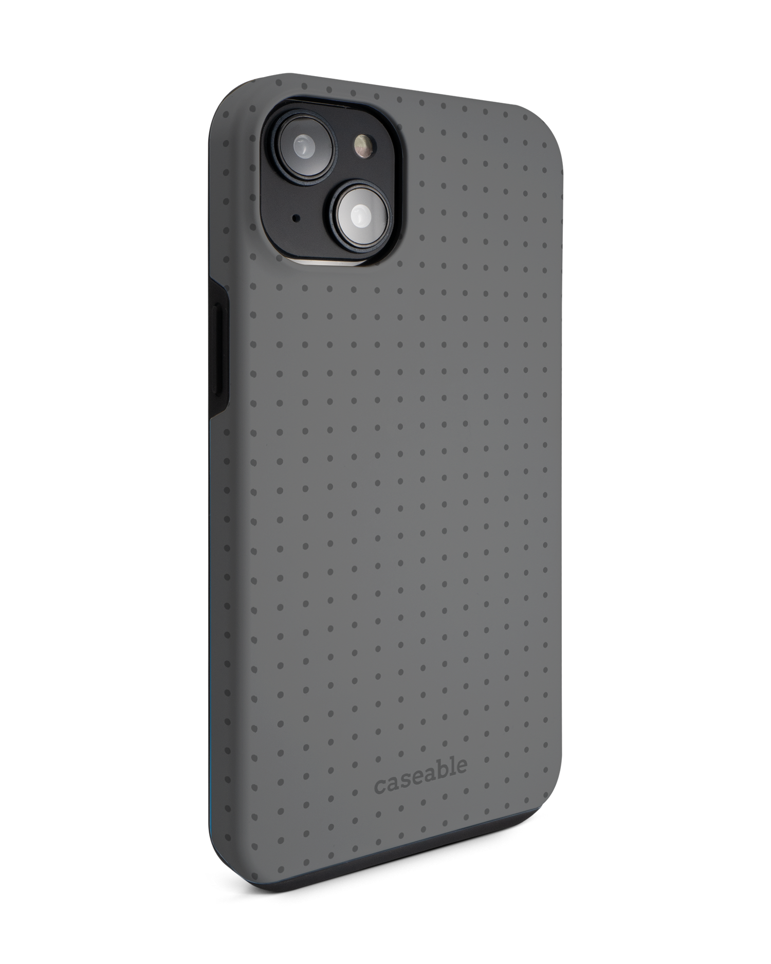 Dot Grid Grey Premium Phone Case for Apple iPhone 14 Plus: View from the left side
