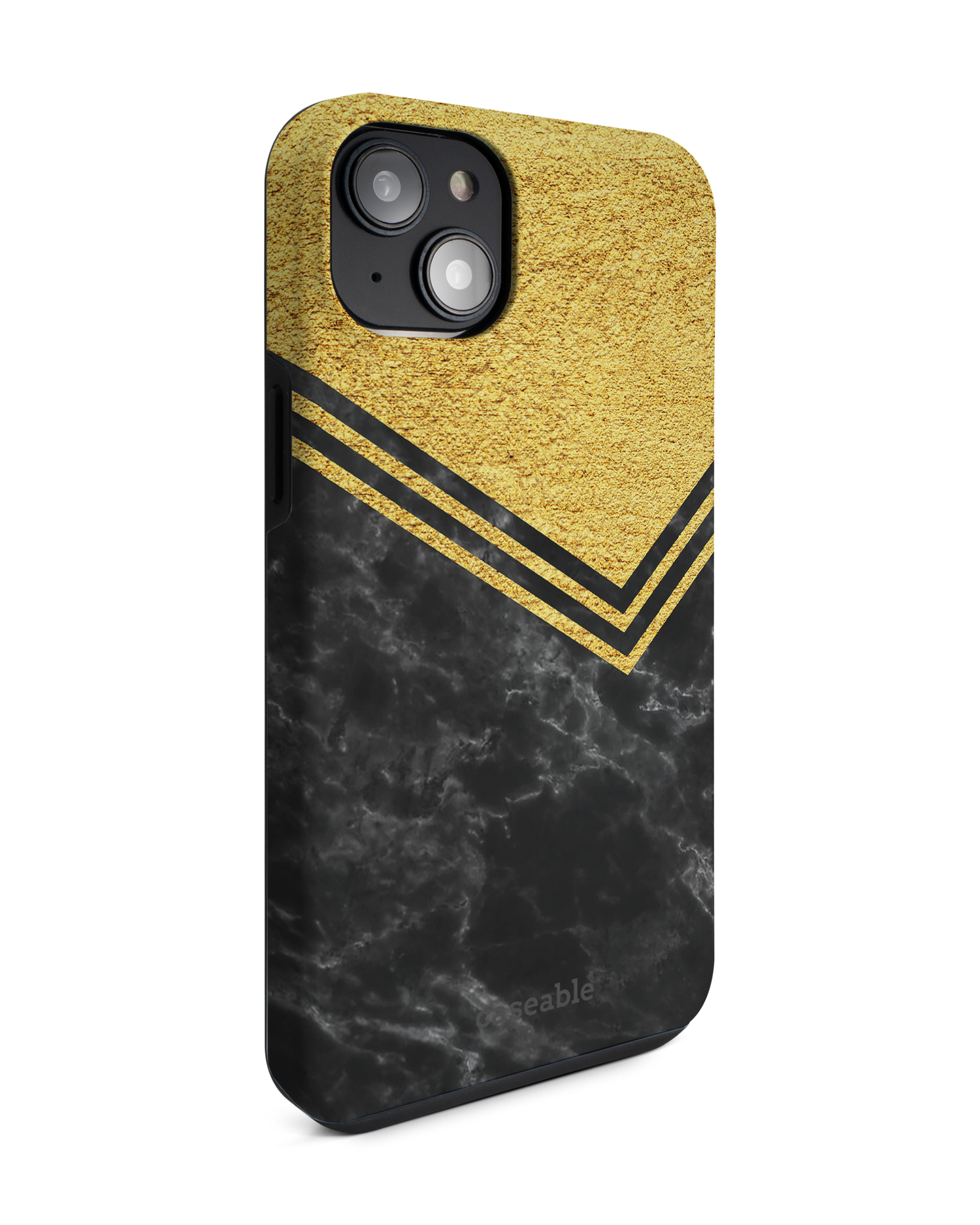 Gold Marble Premium Phone Case for Apple iPhone 14 Plus: View from the left side