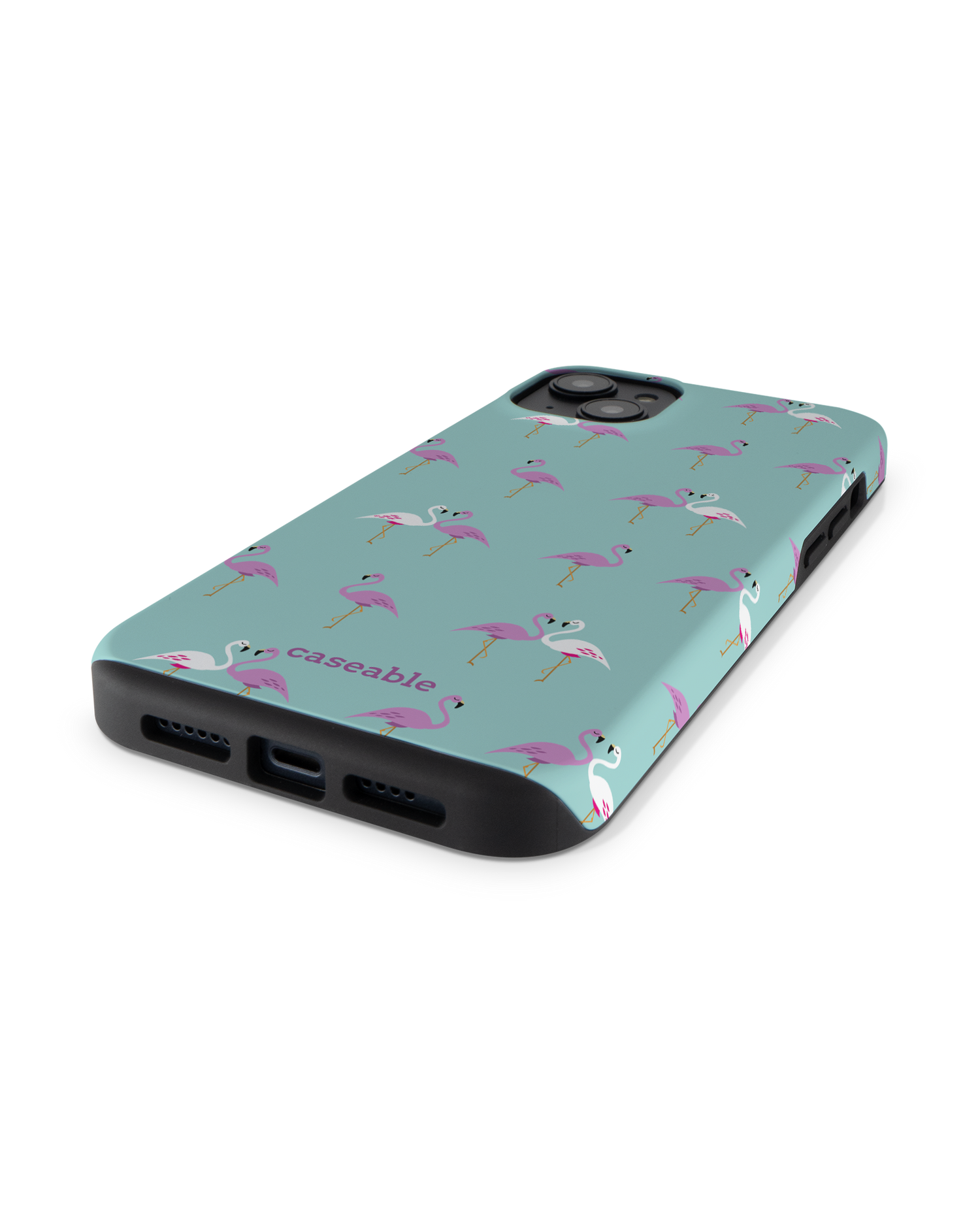 Two Flamingos Premium Phone Case for Apple iPhone 14 Plus: Lying
