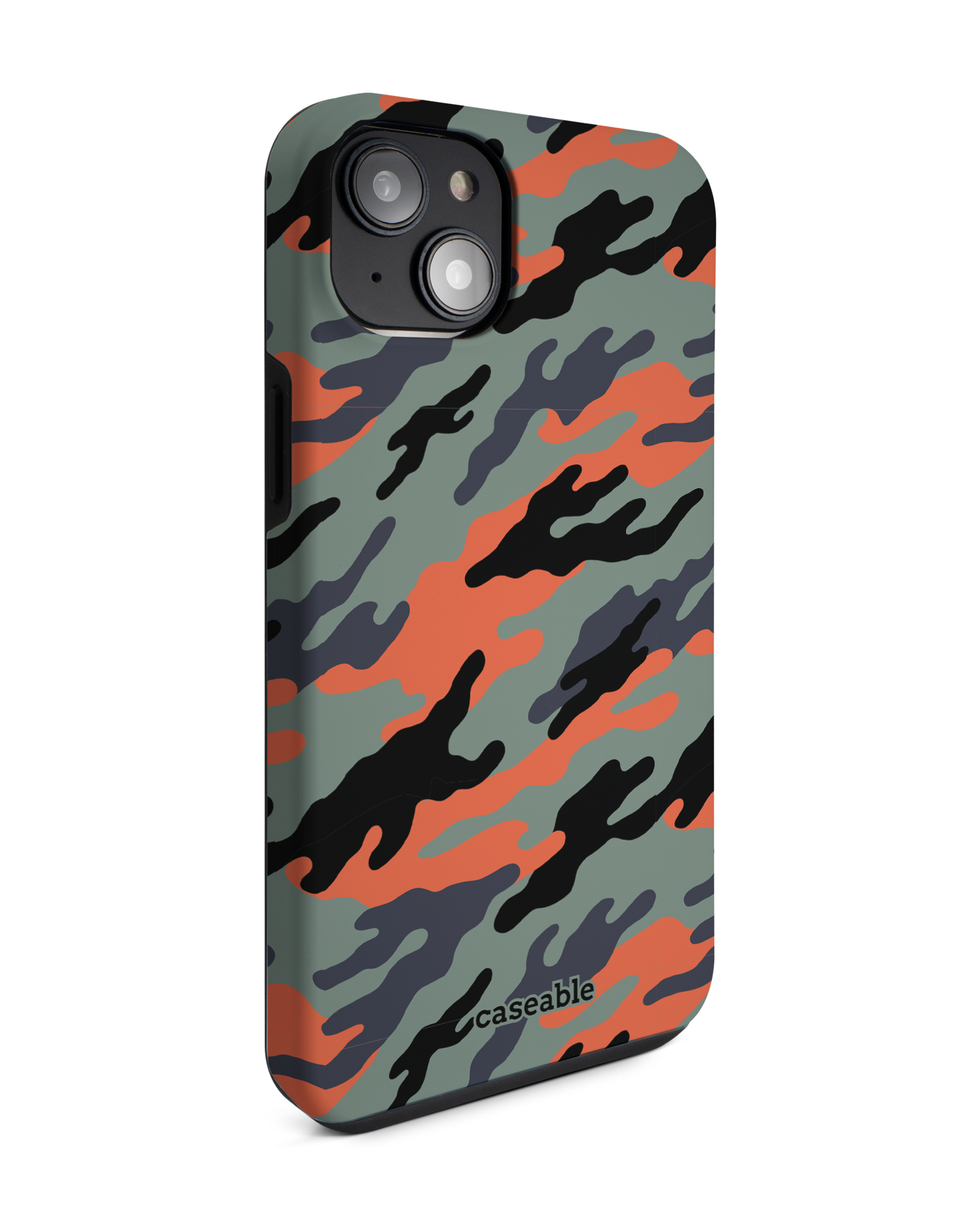 Camo Sunset Premium Phone Case for Apple iPhone 14 Plus: View from the left side