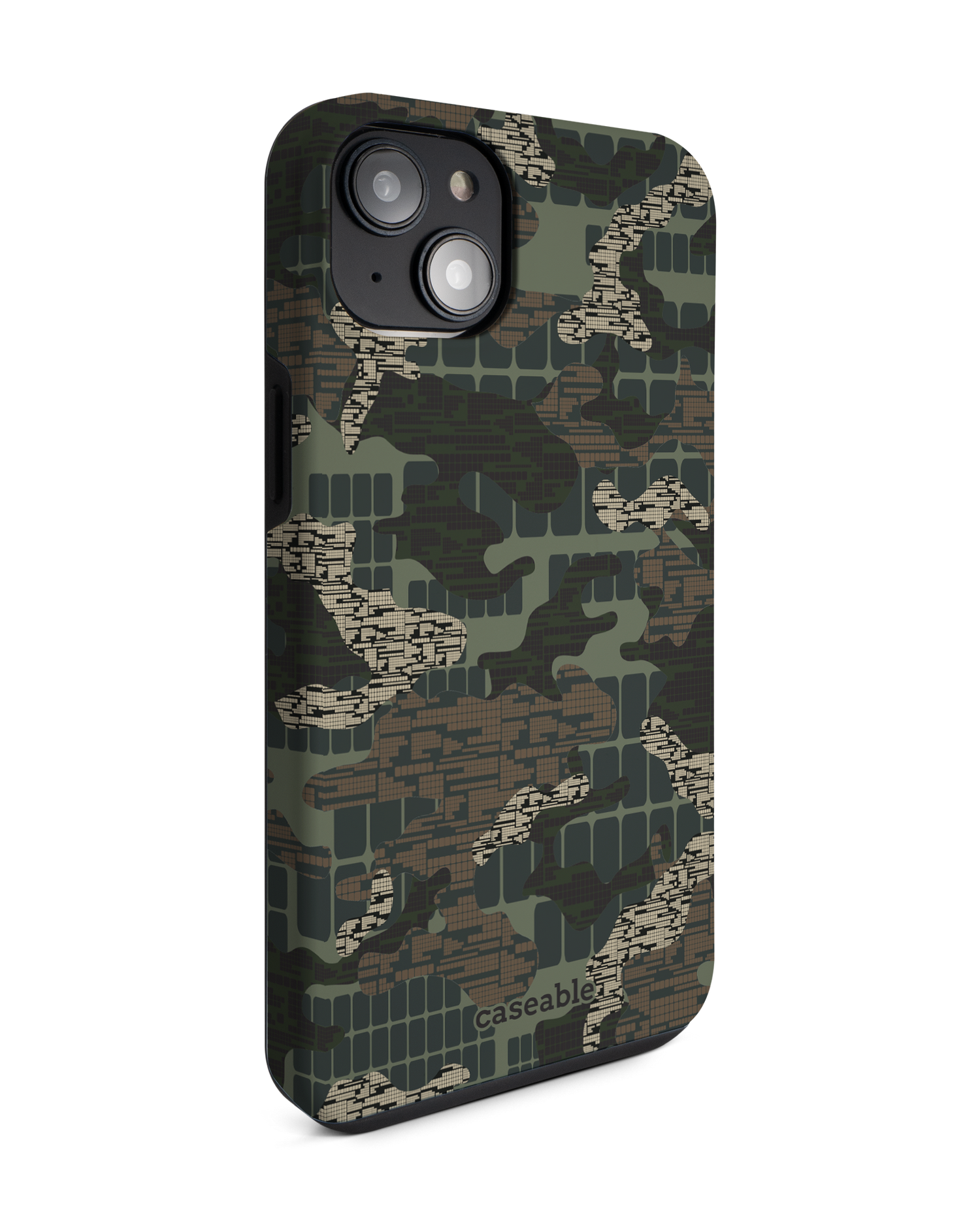 Green Camo Mix Premium Phone Case for Apple iPhone 14 Plus: View from the left side