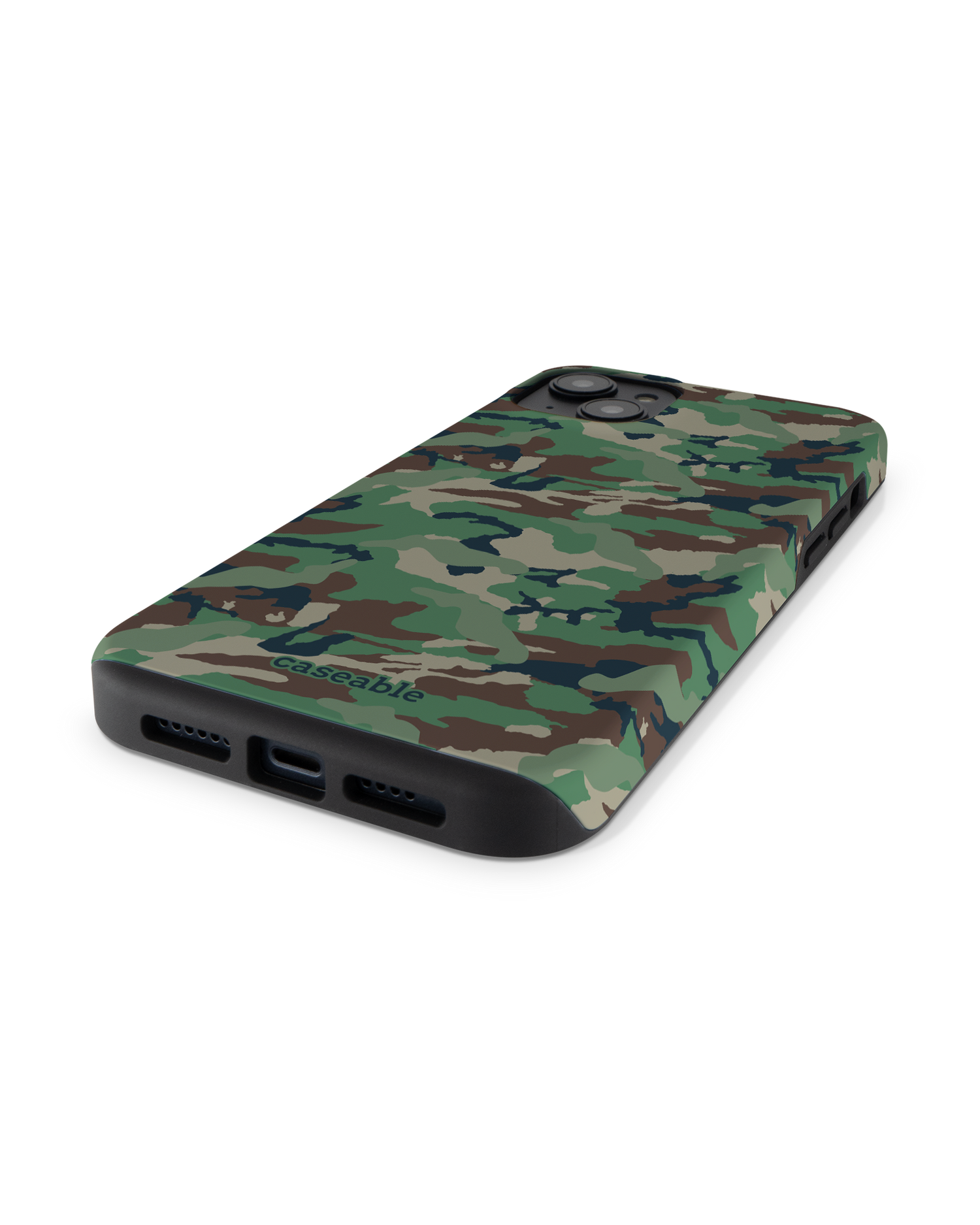 Green and Brown Camo Premium Phone Case for Apple iPhone 14 Plus: Lying
