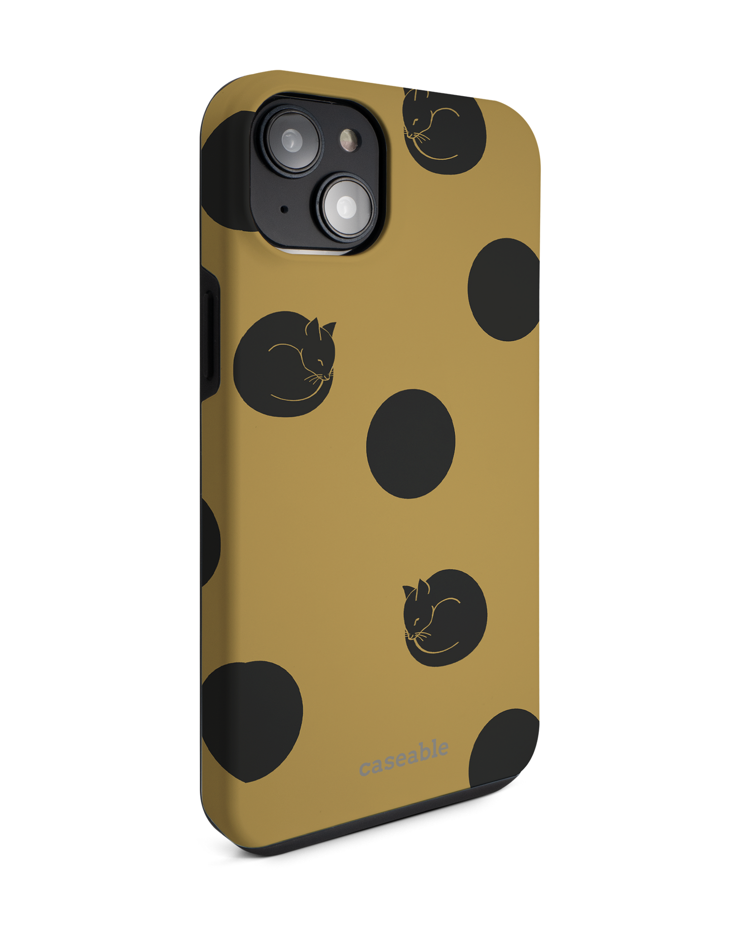Polka Cats Premium Phone Case for Apple iPhone 14 Plus: View from the left side