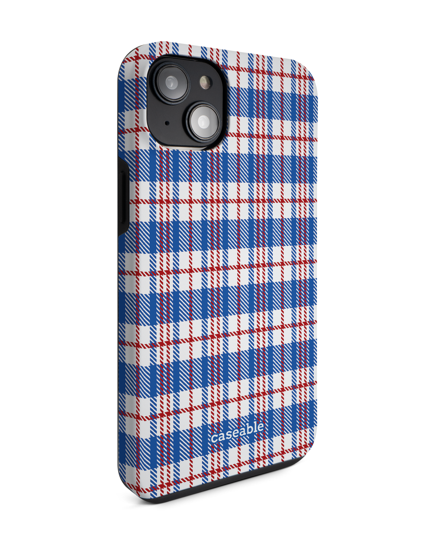 Plaid Market Bag Premium Phone Case for Apple iPhone 14 Plus: View from the left side