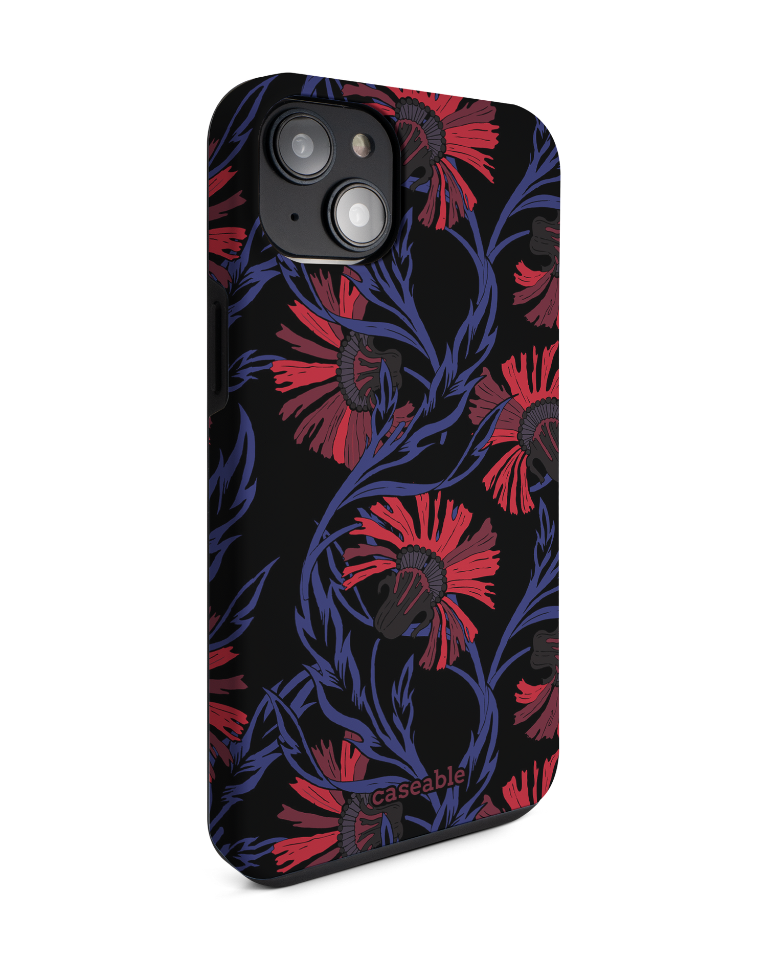 Midnight Floral Premium Phone Case for Apple iPhone 14 Plus: View from the left side