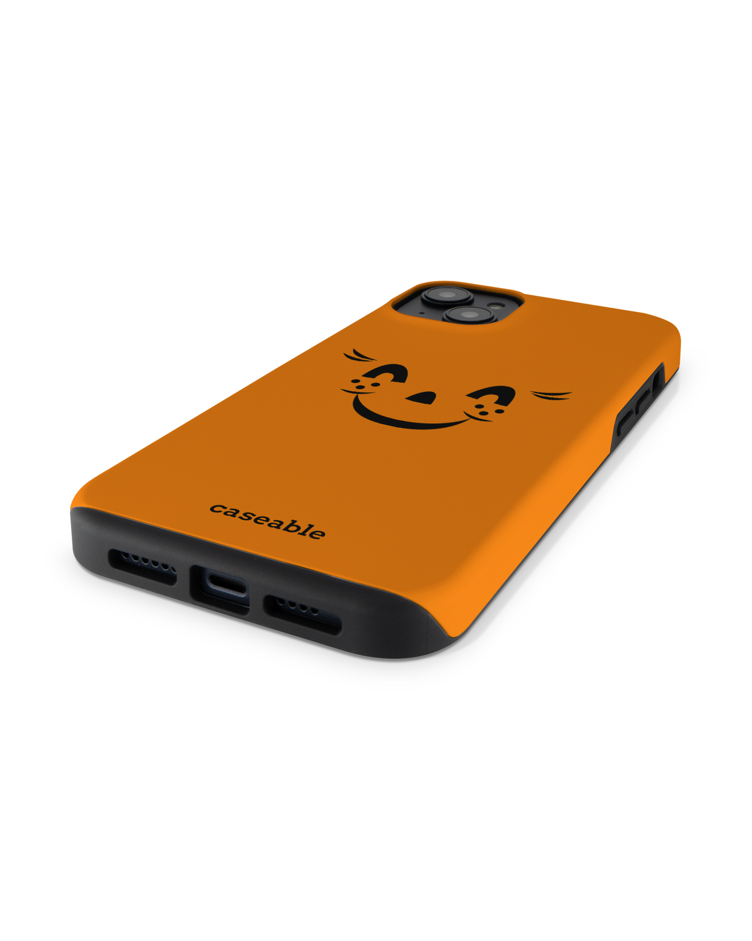 Pumpkin Smiles Premium Phone Case for Apple iPhone 14 Plus: Lying