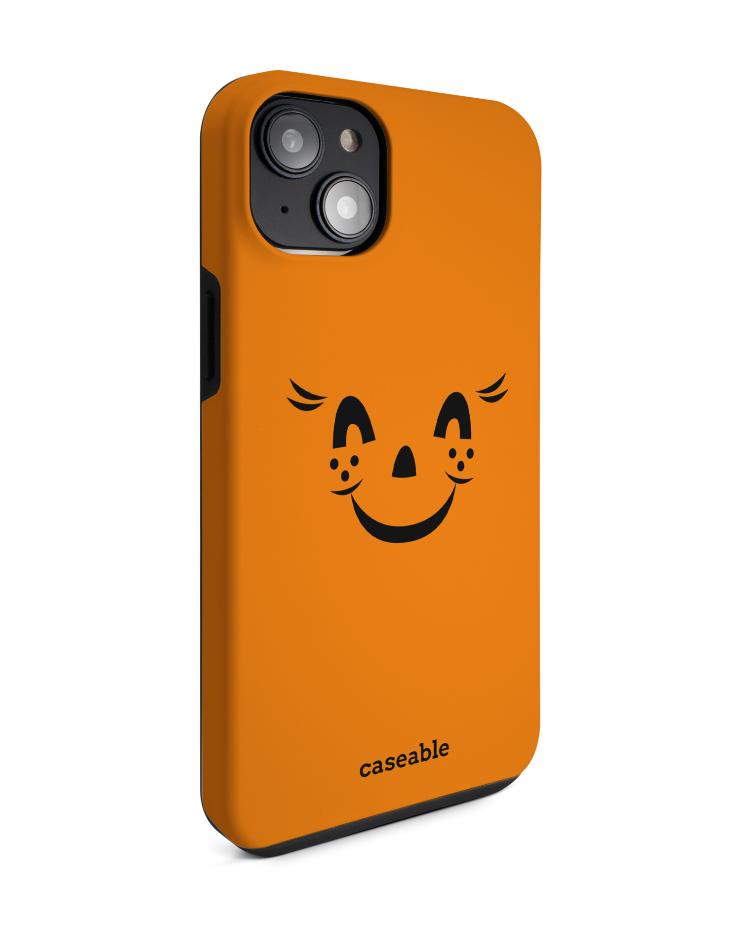 Pumpkin Smiles Premium Phone Case for Apple iPhone 14 Plus: View from the left side