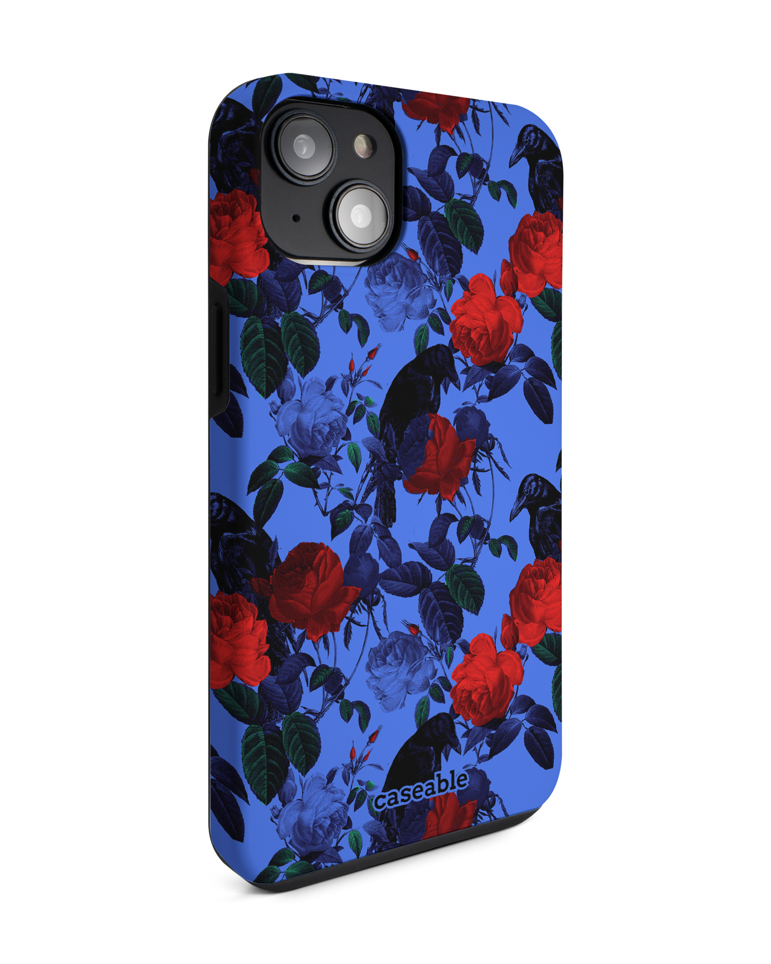 Roses And Ravens Premium Phone Case for Apple iPhone 14 Plus: View from the left side