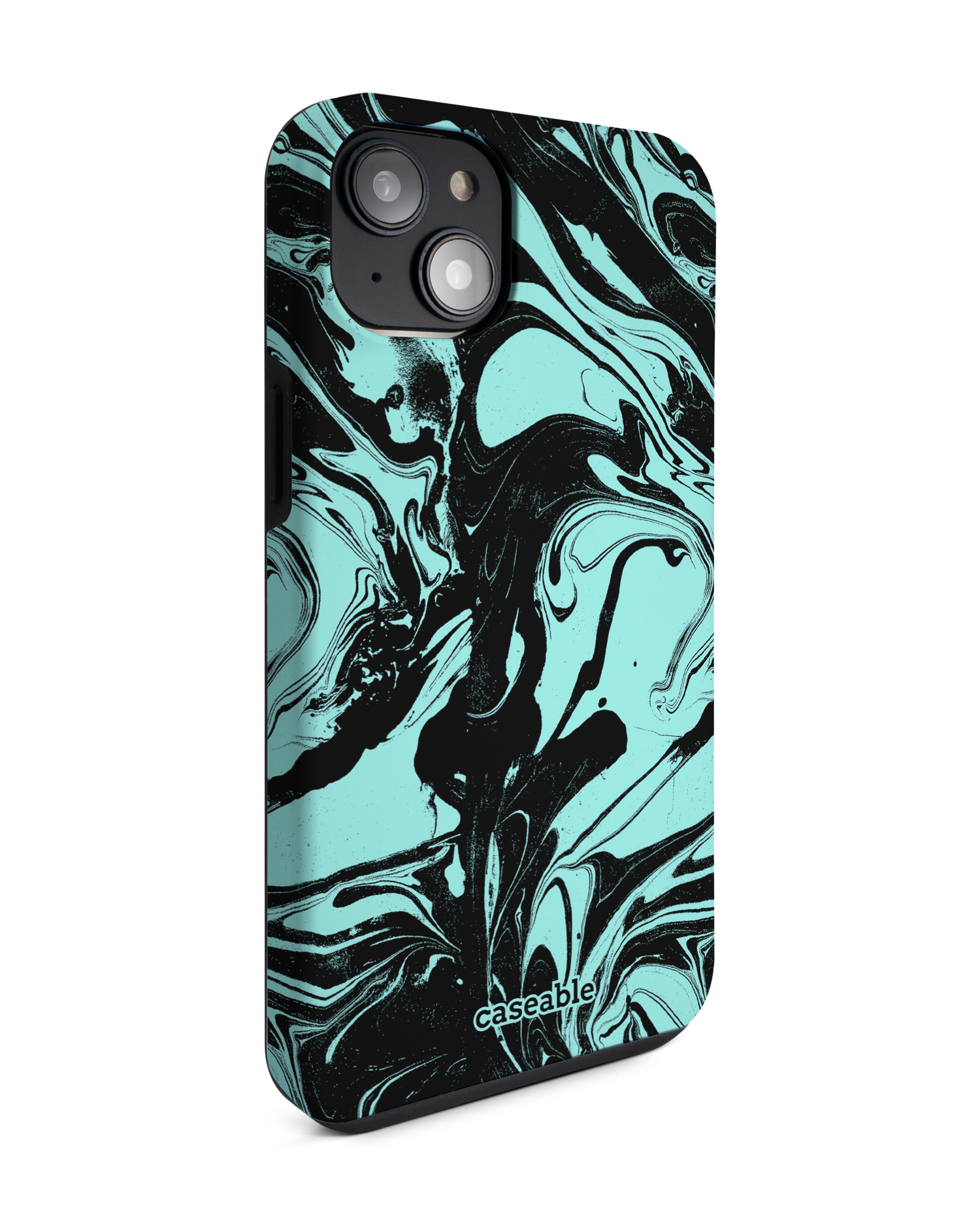 Mint Swirl Premium Phone Case for Apple iPhone 14 Plus: View from the left side