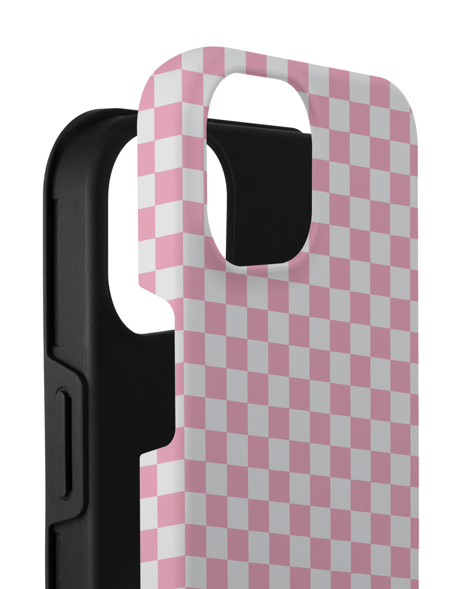 Pink Checkerboard Premium Phone Case for Apple iPhone 14 Plus consisting of 2 parts