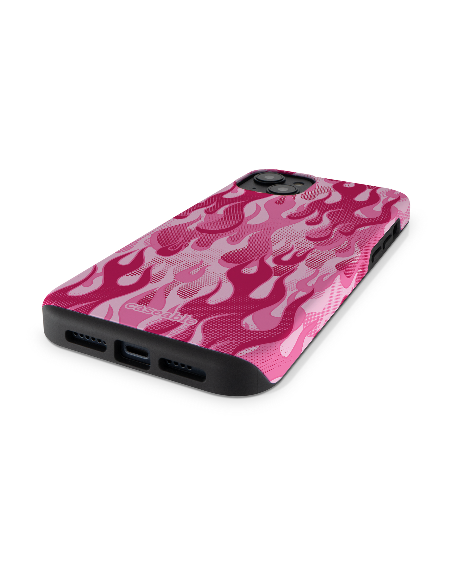 Pink Flames Premium Phone Case for Apple iPhone 14 Plus: Lying