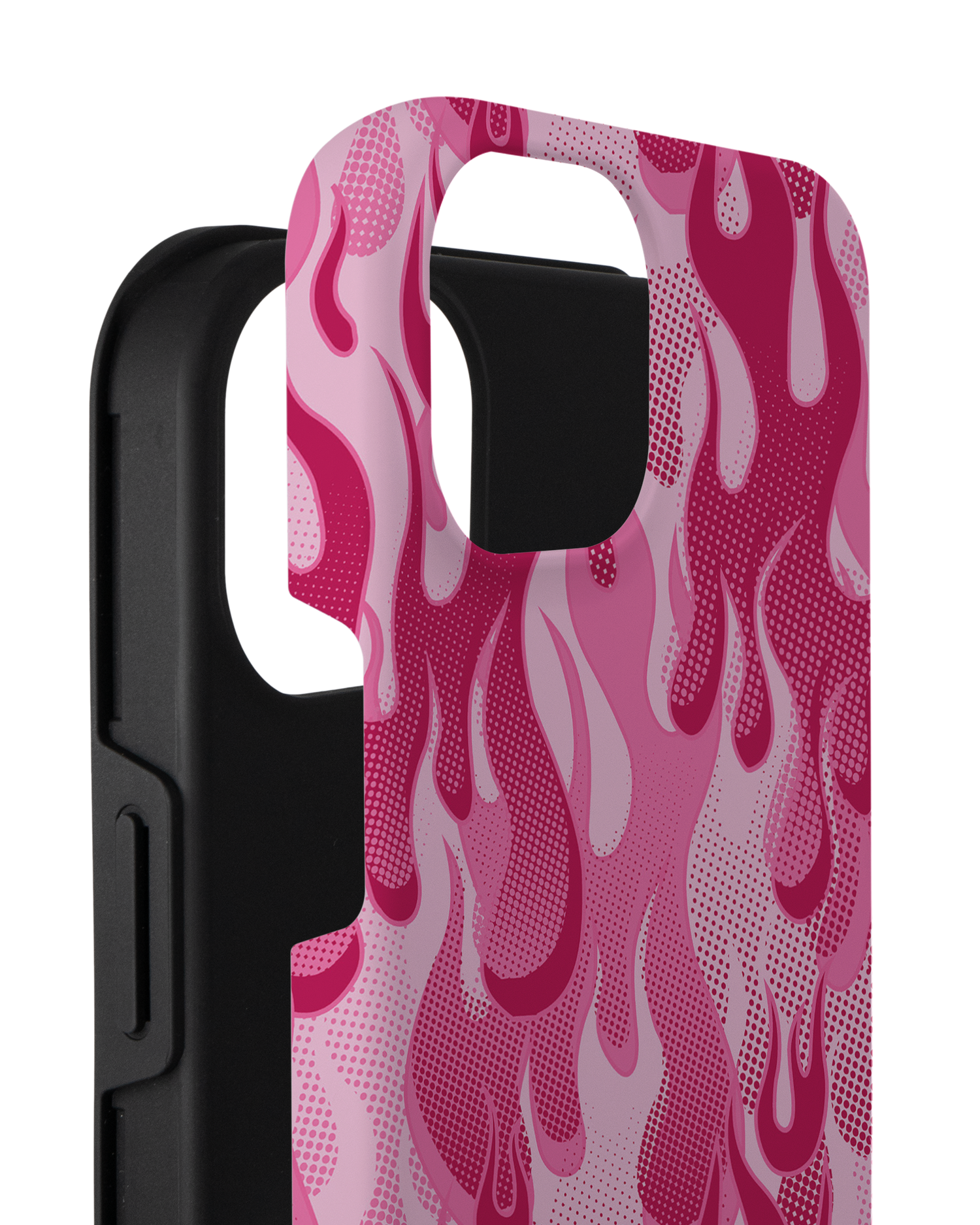Pink Flames Premium Phone Case for Apple iPhone 14 Plus consisting of 2 parts