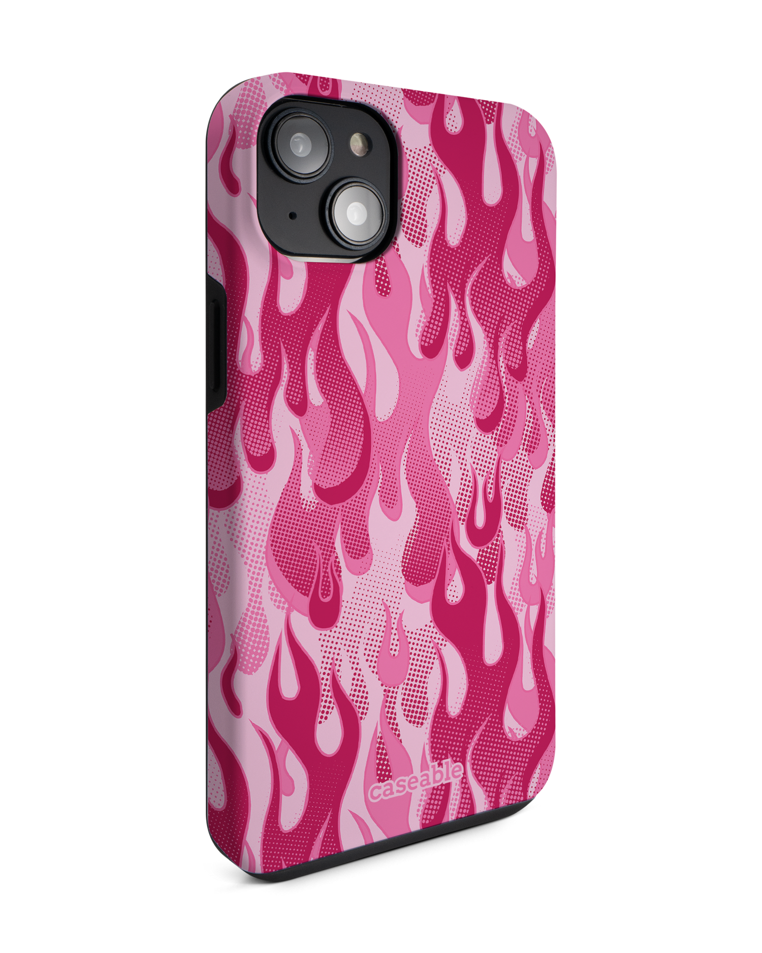 Pink Flames Premium Phone Case for Apple iPhone 14 Plus: View from the left side