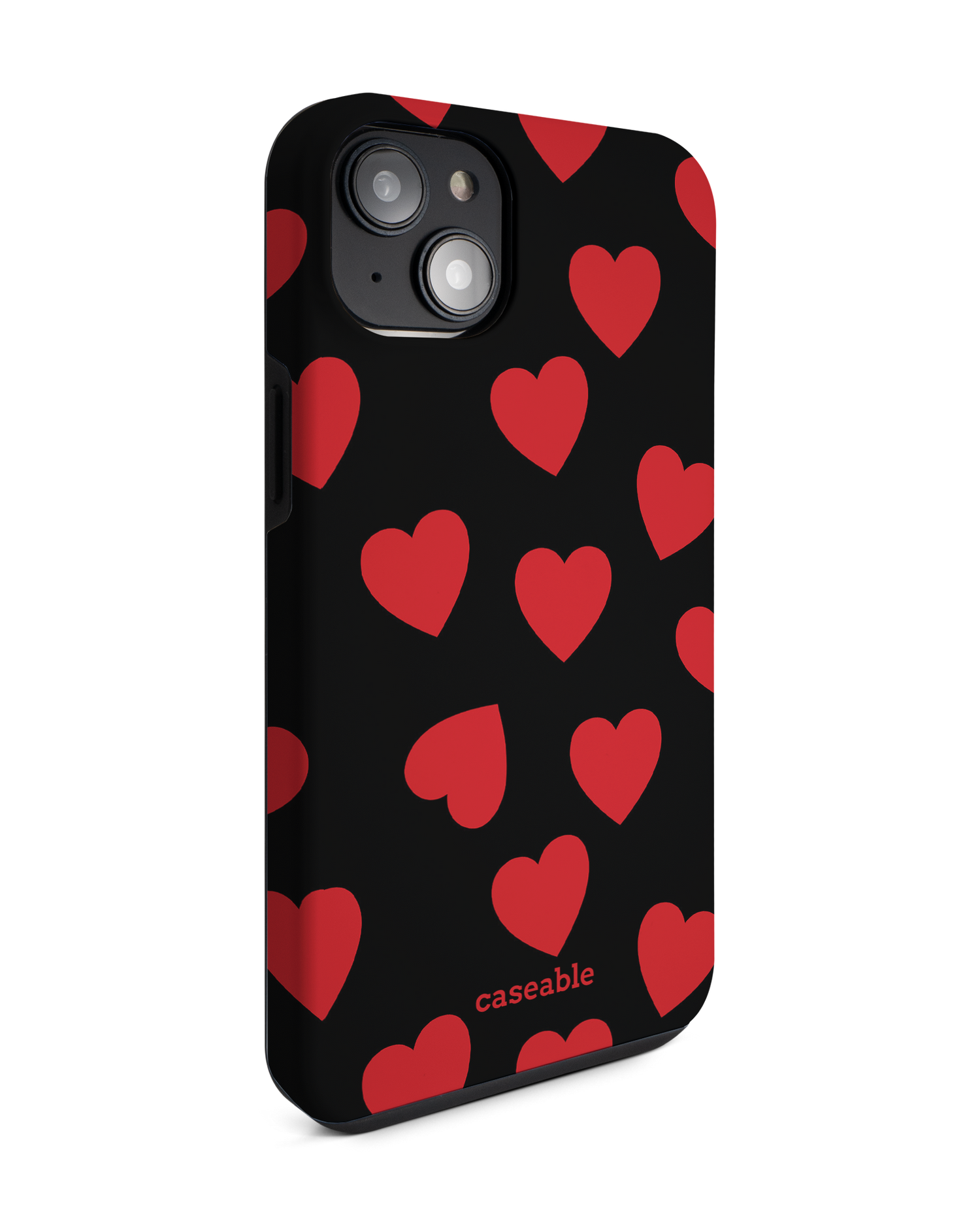 Repeating Hearts Premium Phone Case for Apple iPhone 14 Plus: View from the left side
