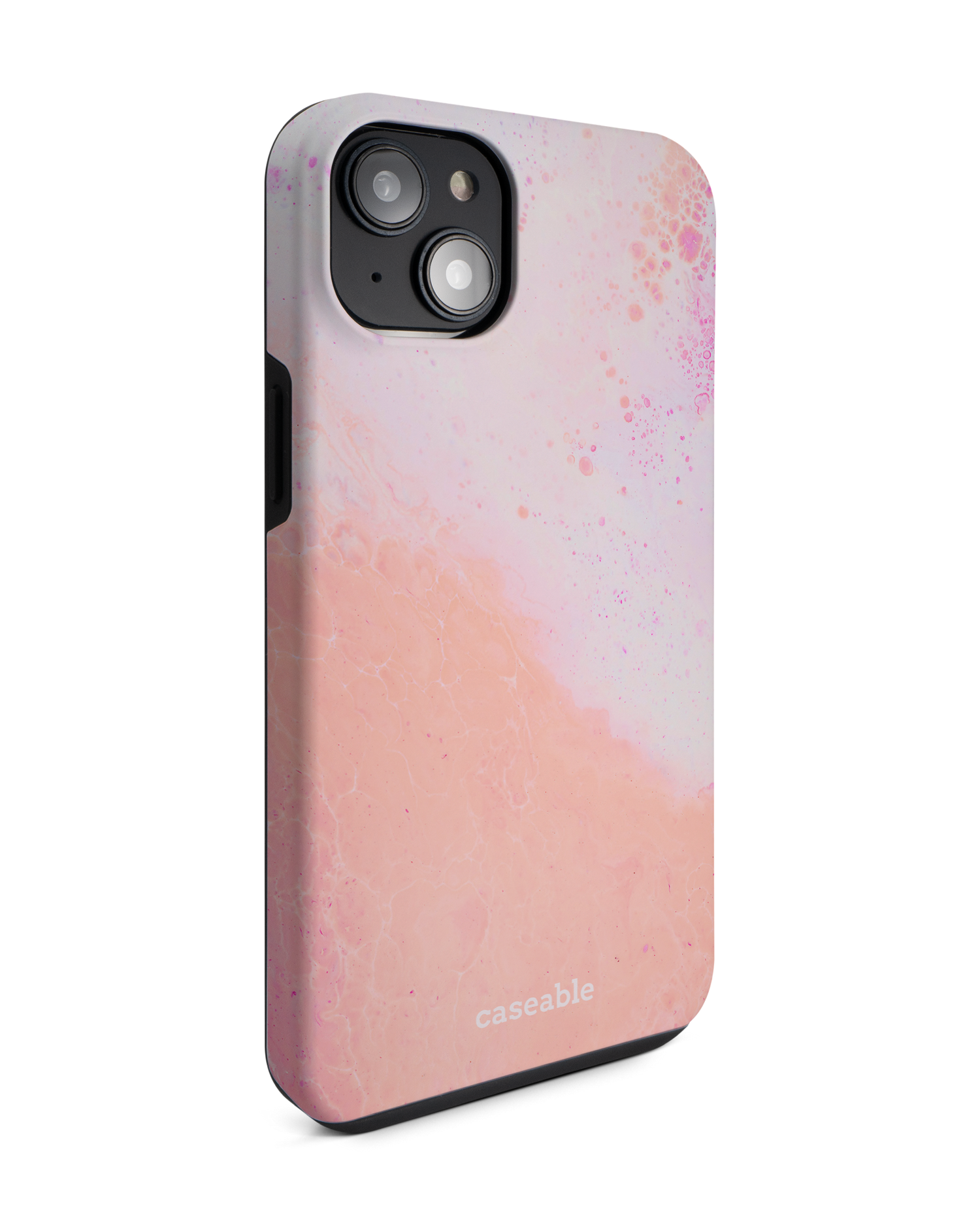 Peaches & Cream Marble Premium Phone Case for Apple iPhone 14 Plus: View from the left side