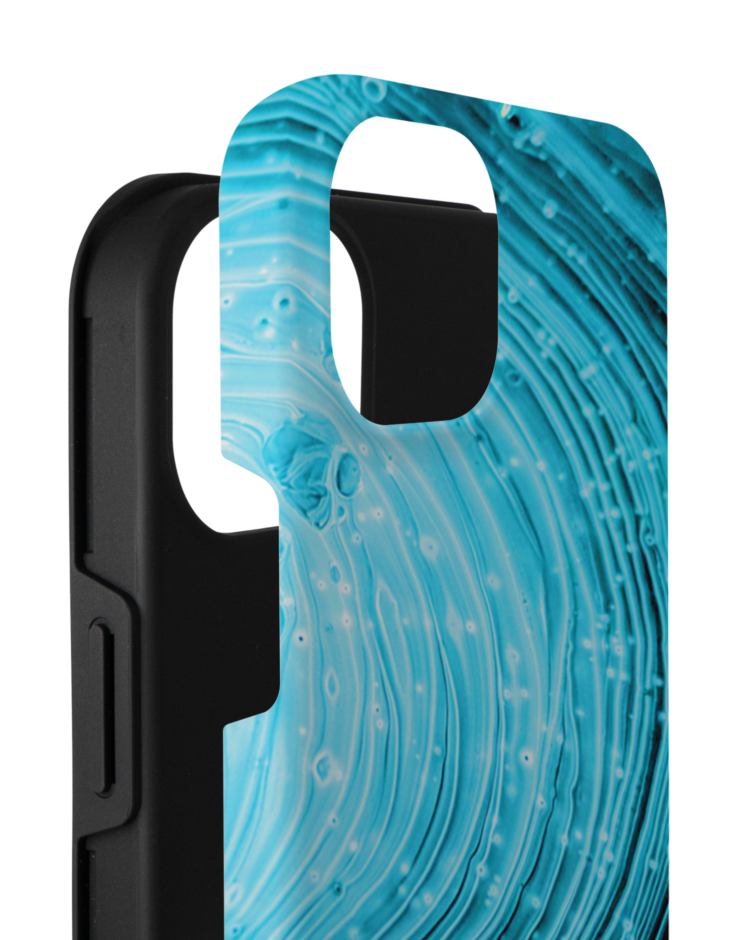 Turquoise Ripples Premium Phone Case for Apple iPhone 14 Plus consisting of 2 parts
