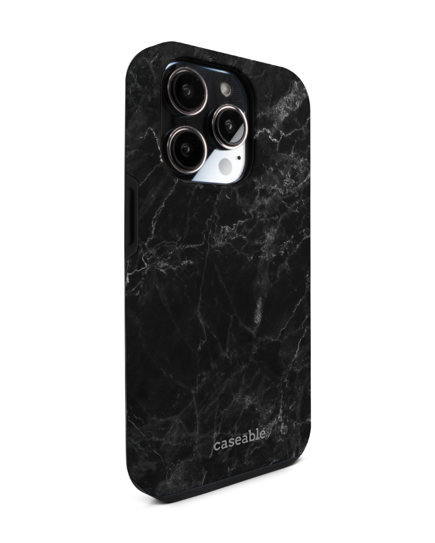Midnight Marble Premium Phone Case for Apple iPhone 14 Pro: View from the left side