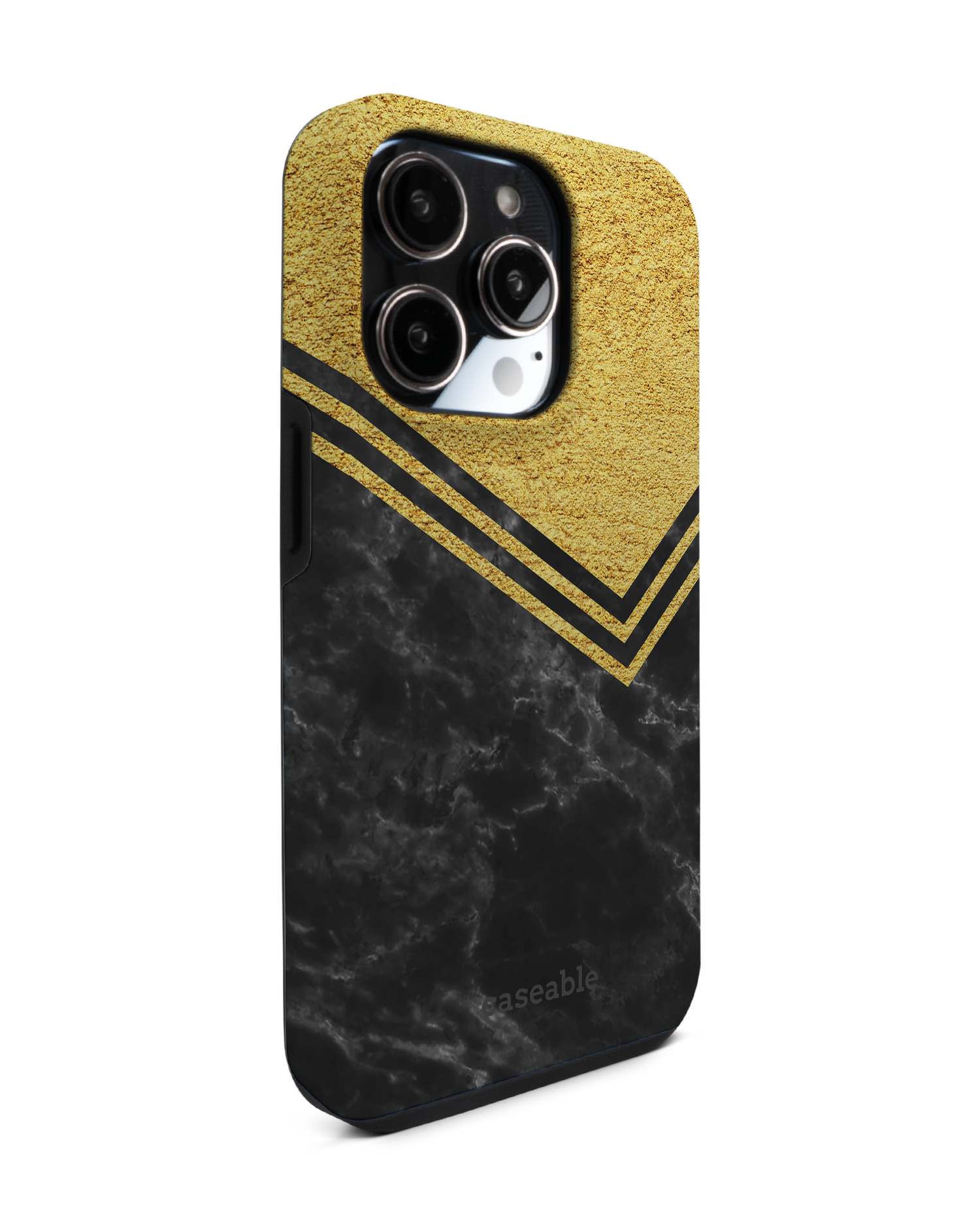 Gold Marble Premium Phone Case for Apple iPhone 14 Pro: View from the left side