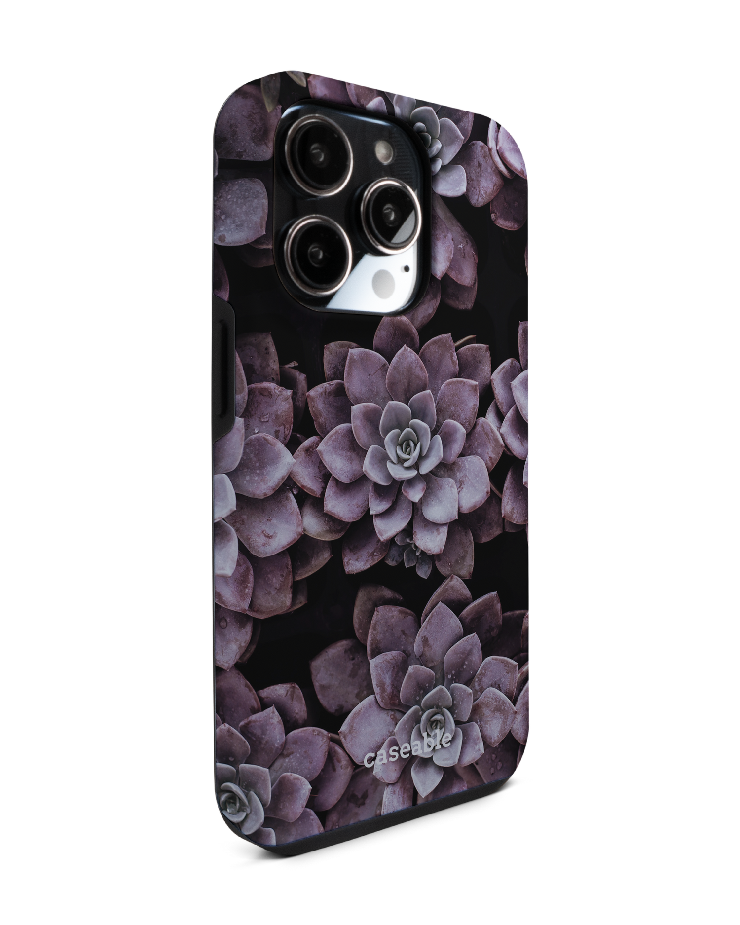 Purple Succulents Premium Phone Case for Apple iPhone 14 Pro: View from the left side