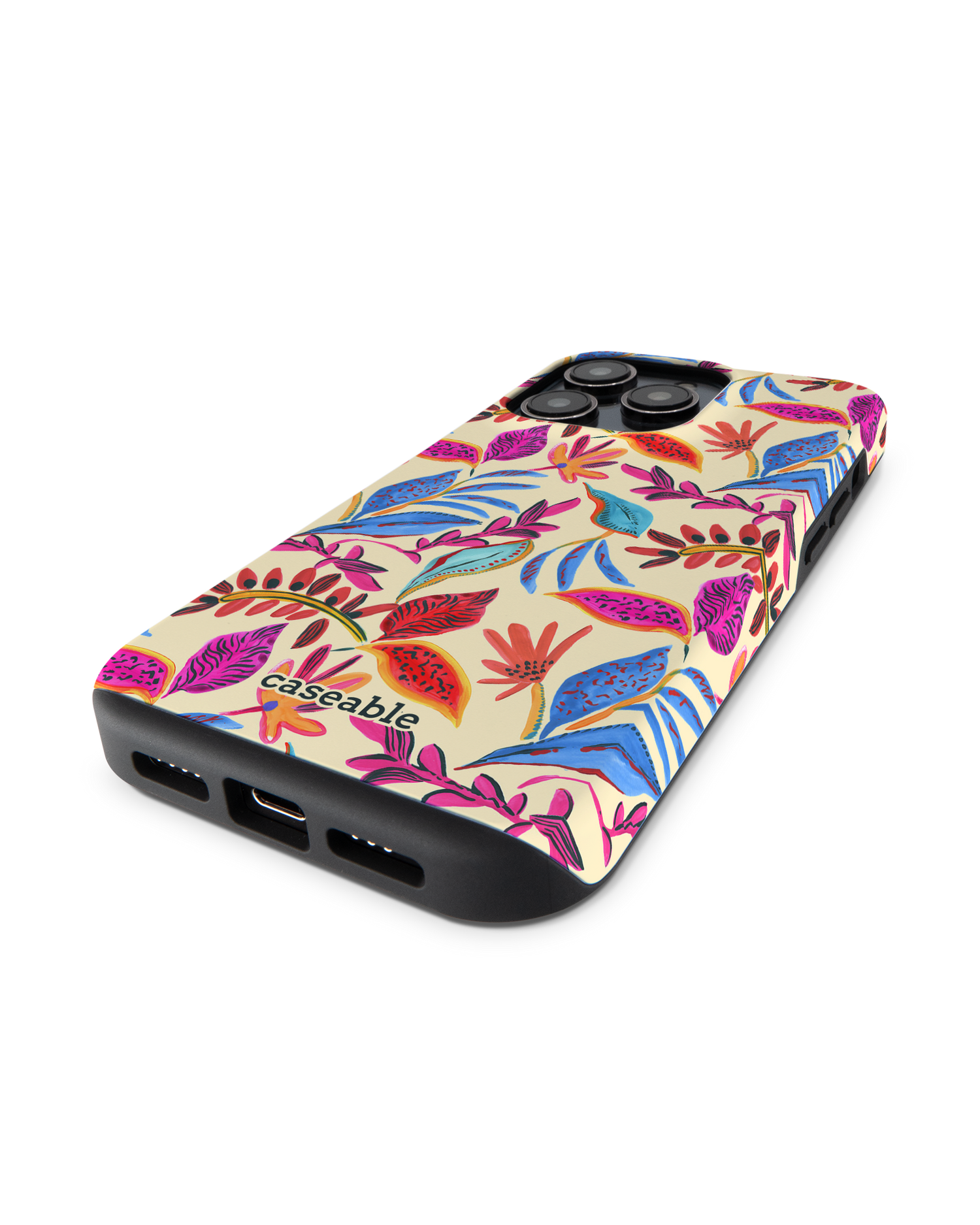 Painterly Spring Leaves Premium Phone Case for Apple iPhone 14 Pro: Lying