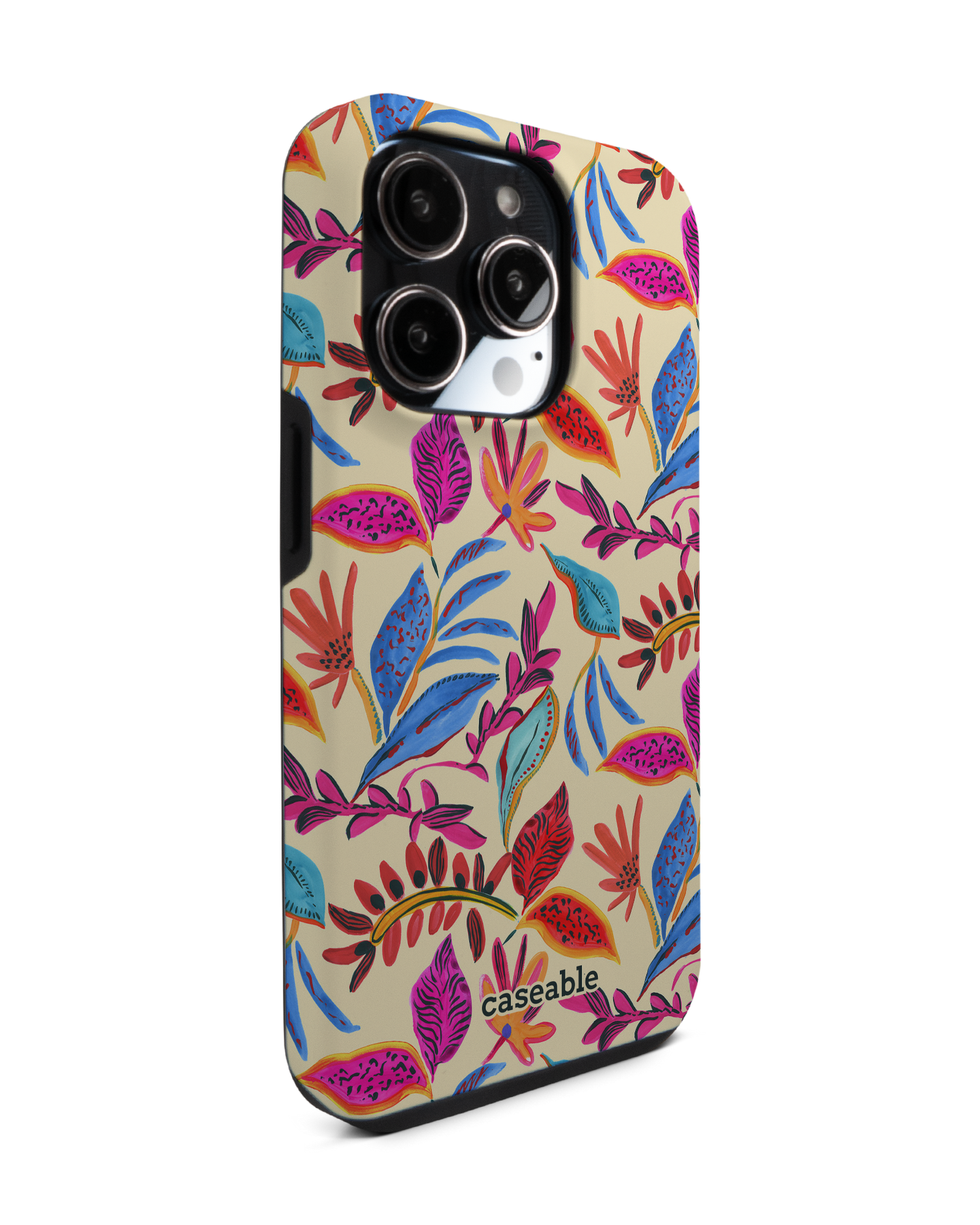 Painterly Spring Leaves Premium Phone Case for Apple iPhone 14 Pro: View from the left side