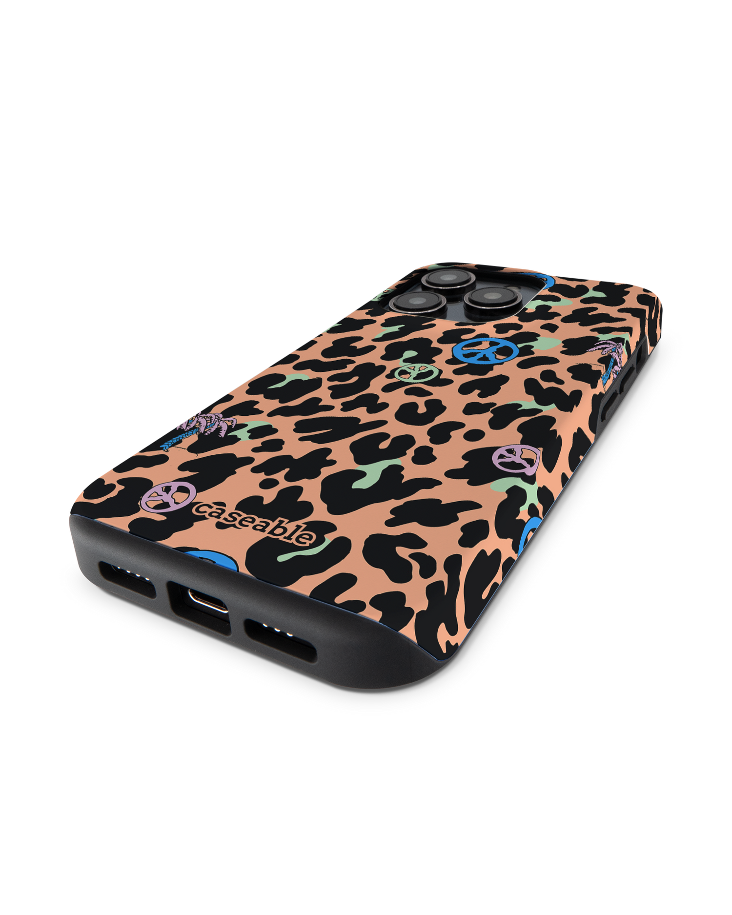 Leopard Peace Palms Premium Phone Case for Apple iPhone 14 Pro: Lying