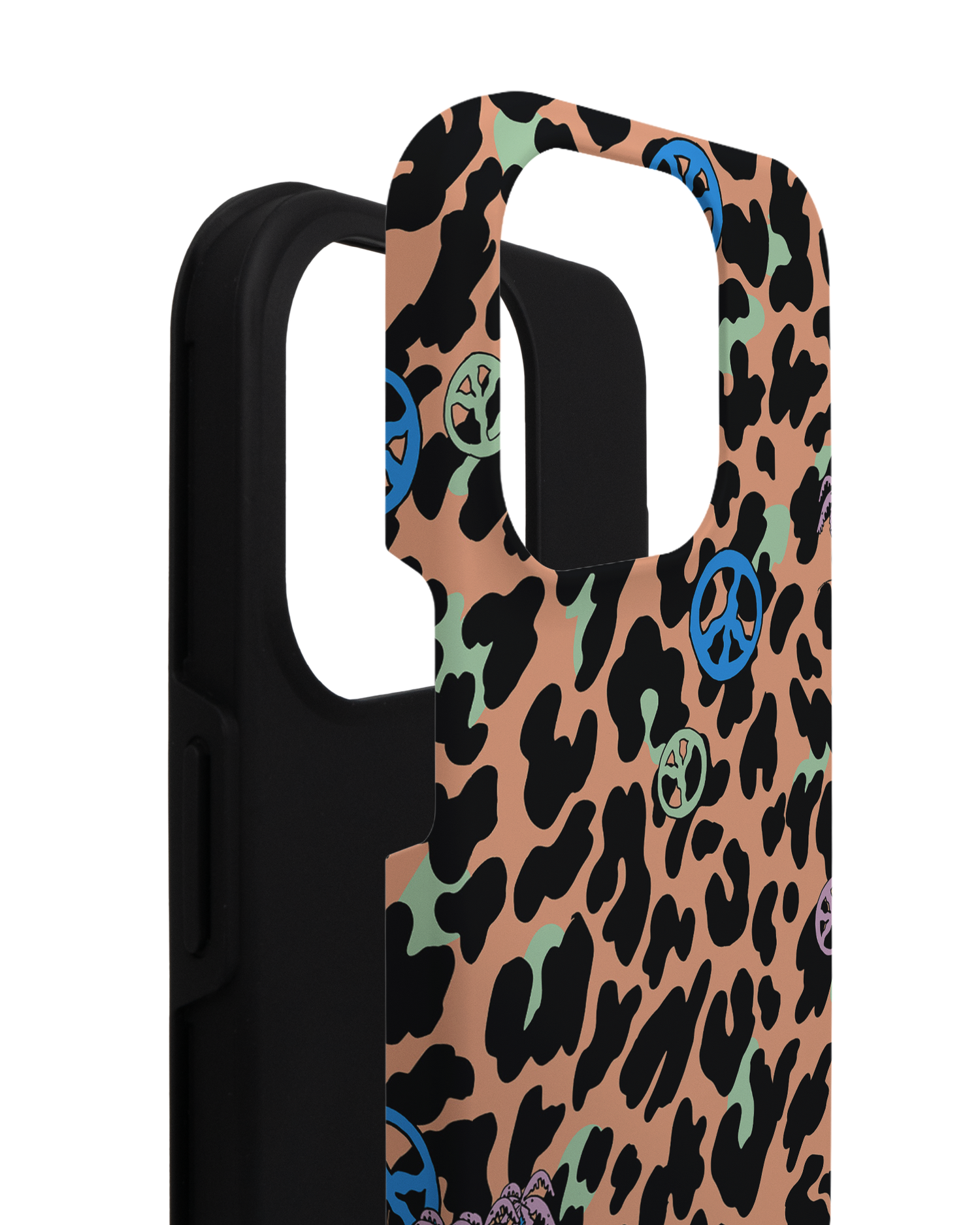 Leopard Peace Palms Premium Phone Case for Apple iPhone 14 Pro consisting of 2 parts