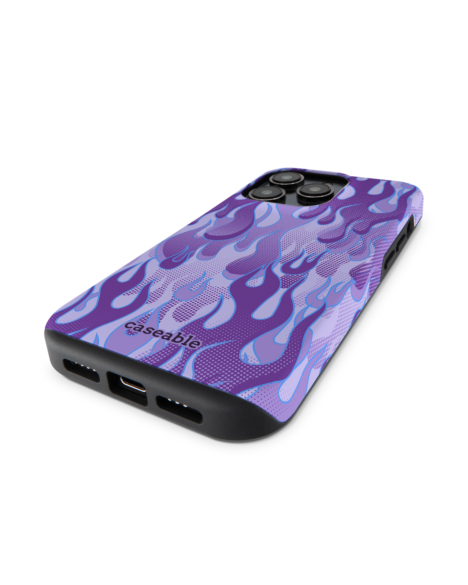 Purple Flames Premium Phone Case for Apple iPhone 14 Pro: Lying