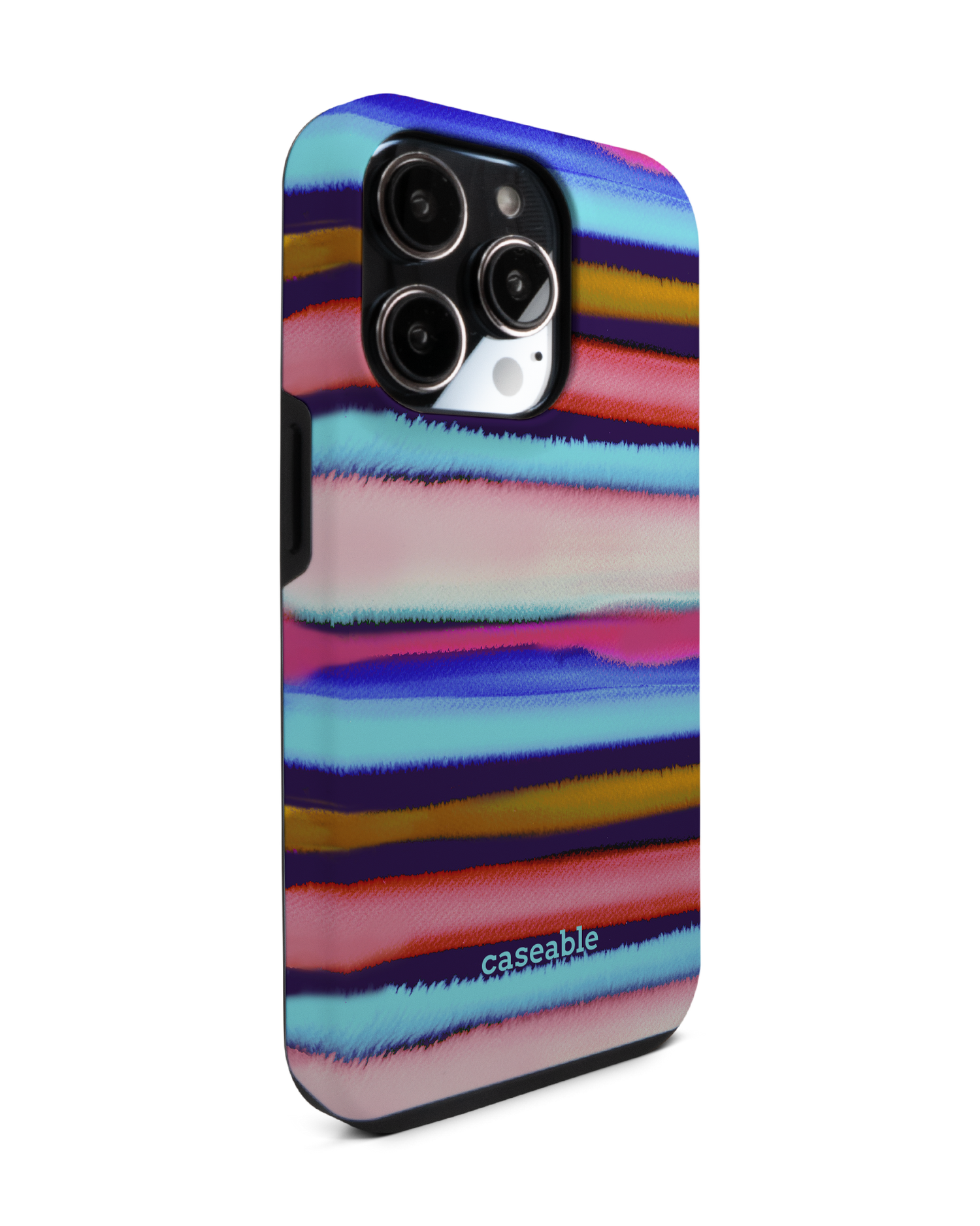 Watercolor Stripes Premium Phone Case for Apple iPhone 14 Pro: View from the left side