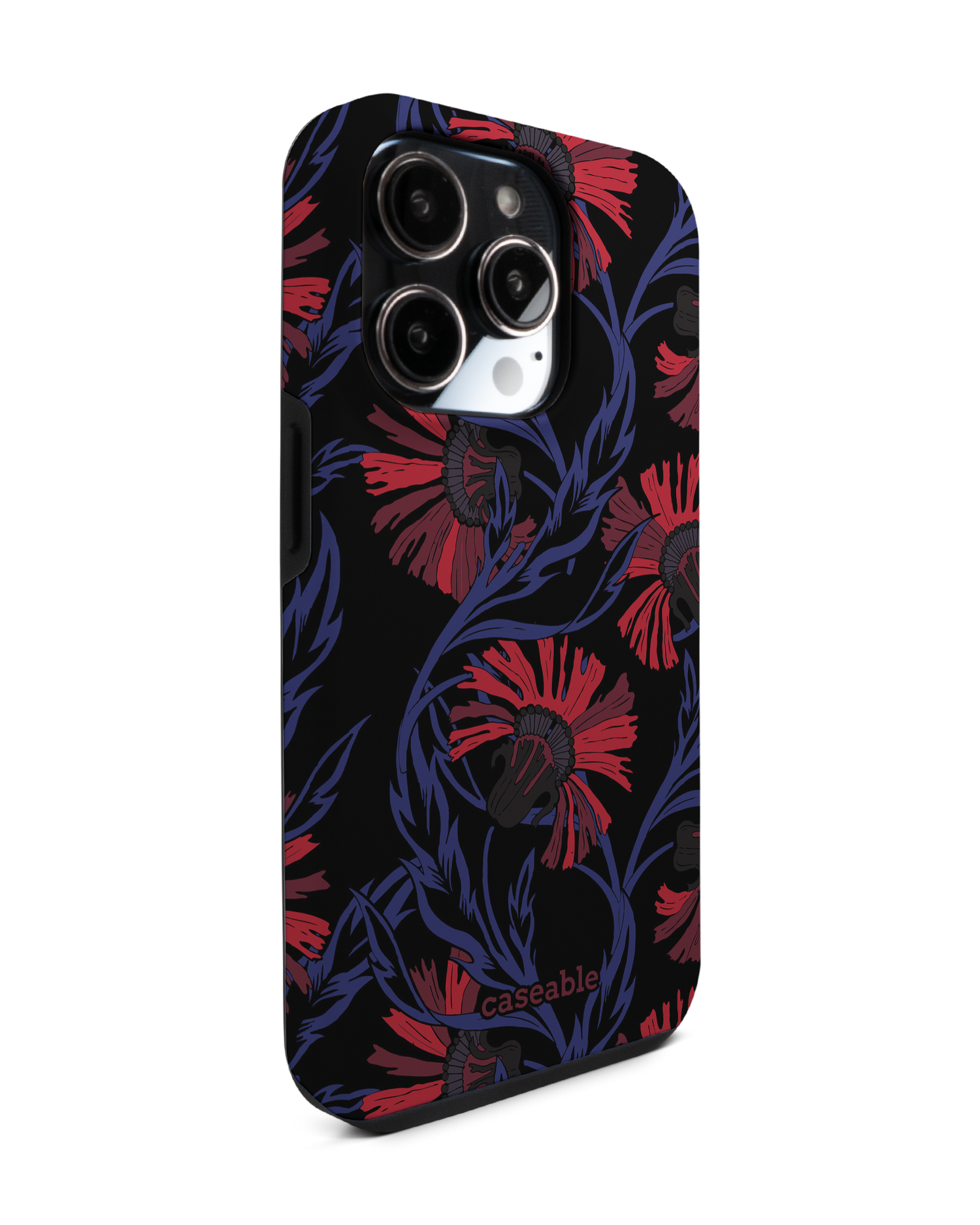 Midnight Floral Premium Phone Case for Apple iPhone 14 Pro: View from the left side