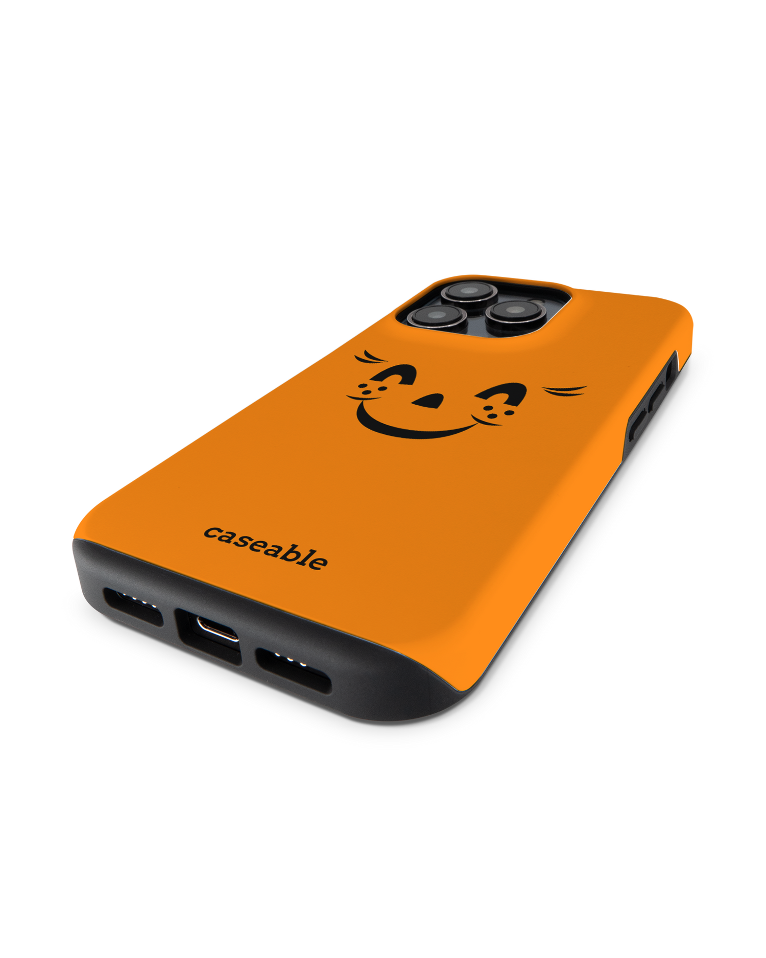 Pumpkin Smiles Premium Phone Case for Apple iPhone 14 Pro: Lying