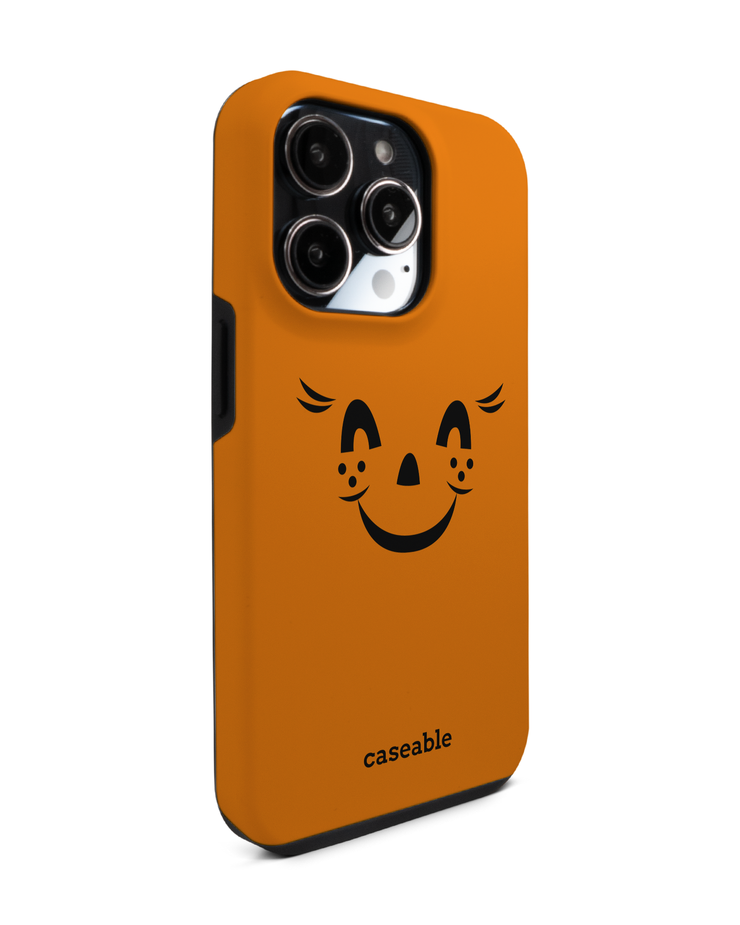 Pumpkin Smiles Premium Phone Case for Apple iPhone 14 Pro: View from the left side