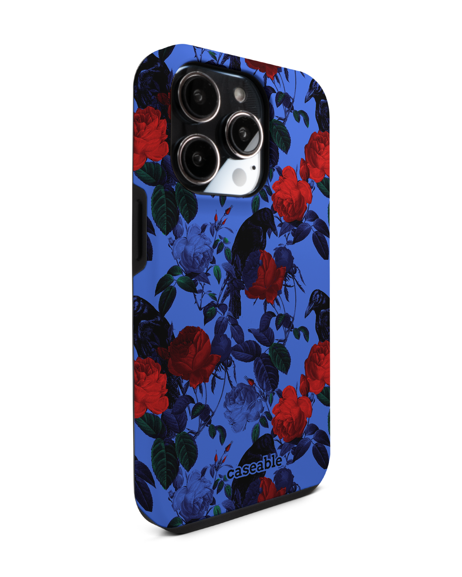 Roses And Ravens Premium Phone Case for Apple iPhone 14 Pro: View from the left side