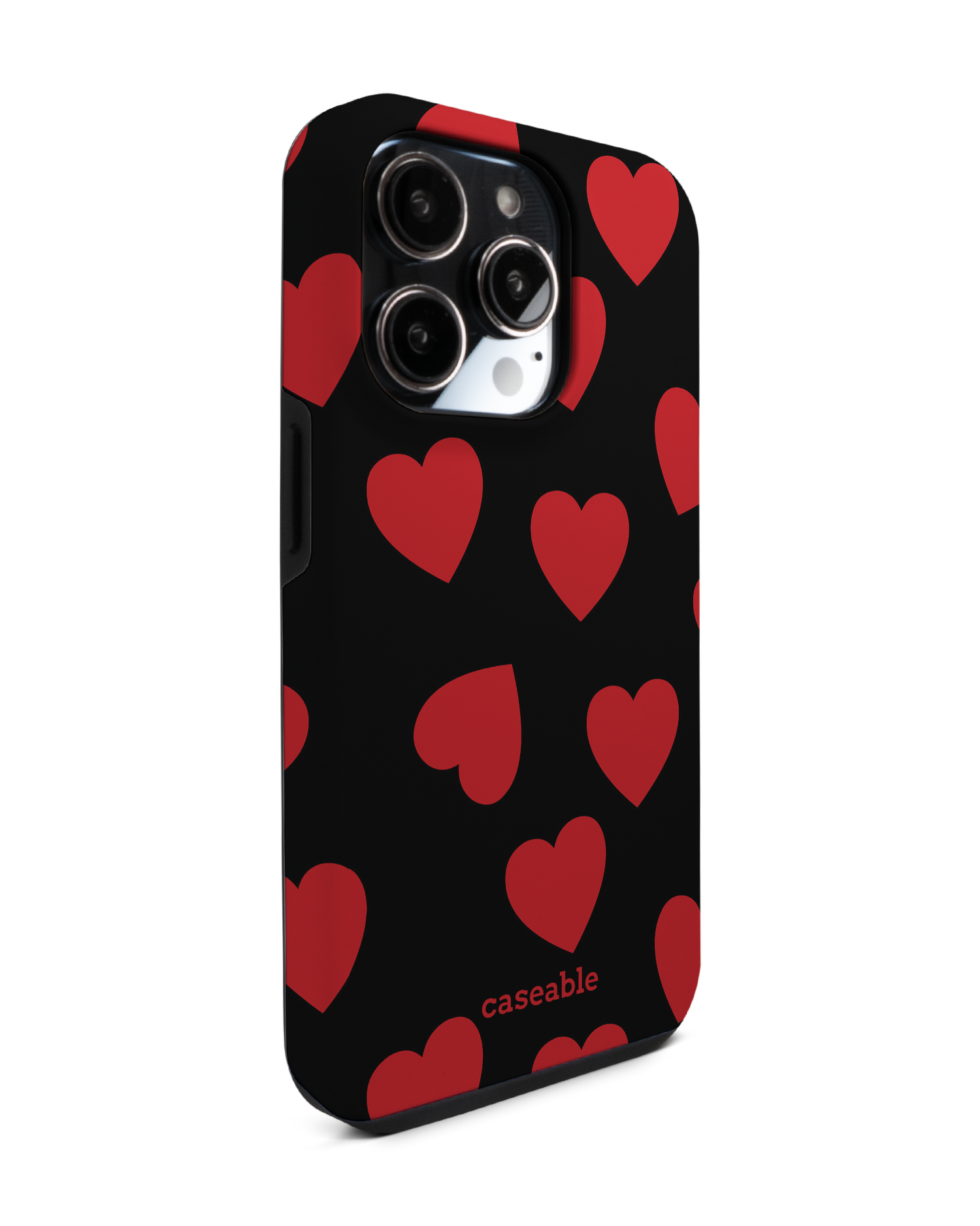 Repeating Hearts Premium Phone Case for Apple iPhone 14 Pro: View from the left side