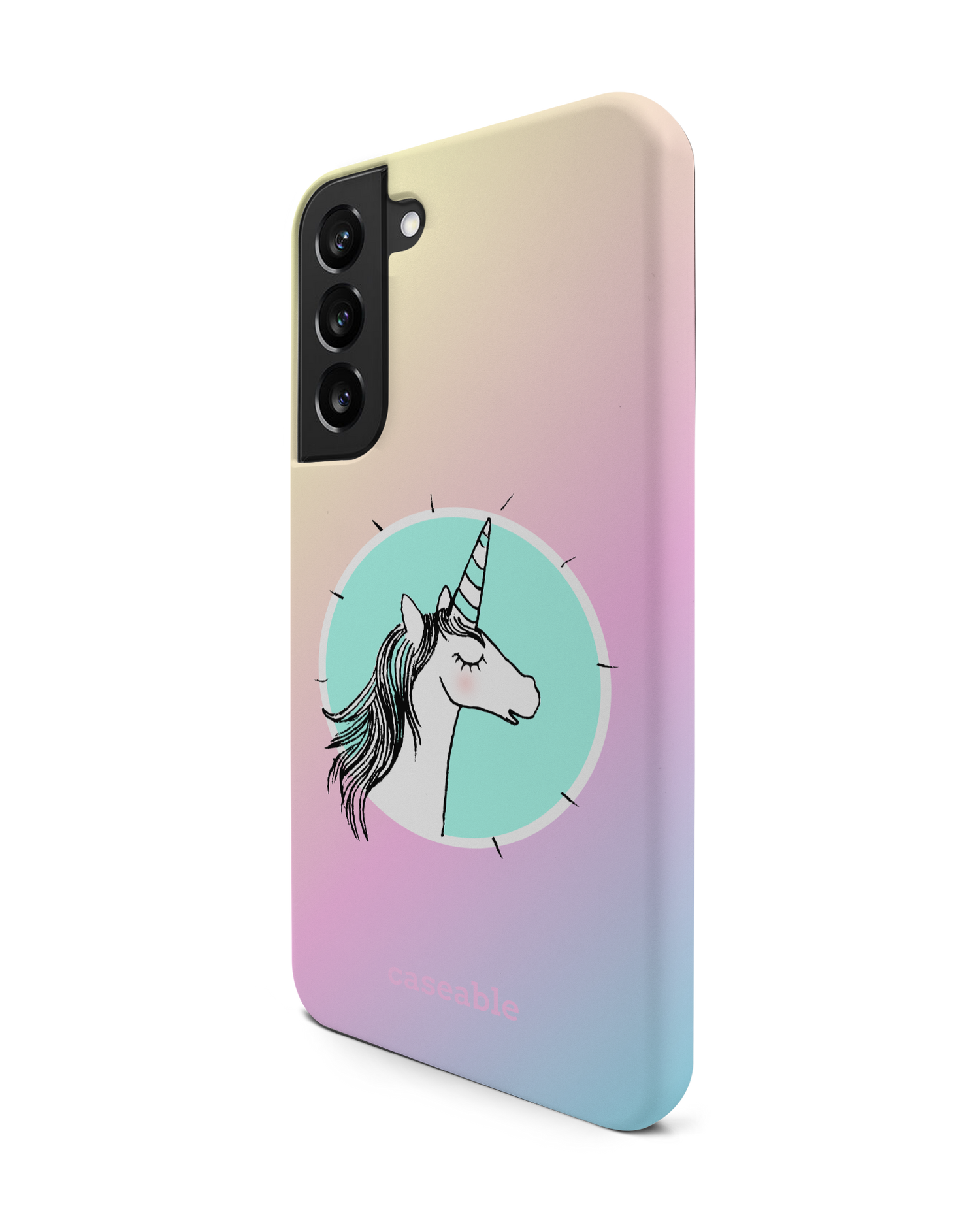 Happiness Unicorn Premium Phone Case Samsung Galaxy S22 Plus 5G: View from the right side