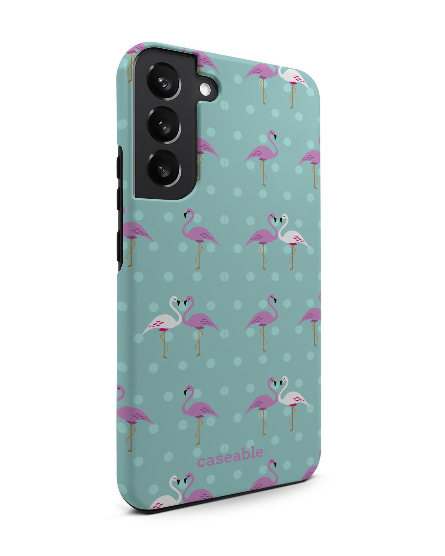 Two Flamingos Premium Phone Case Samsung Galaxy S22 Plus 5G: View from the left side