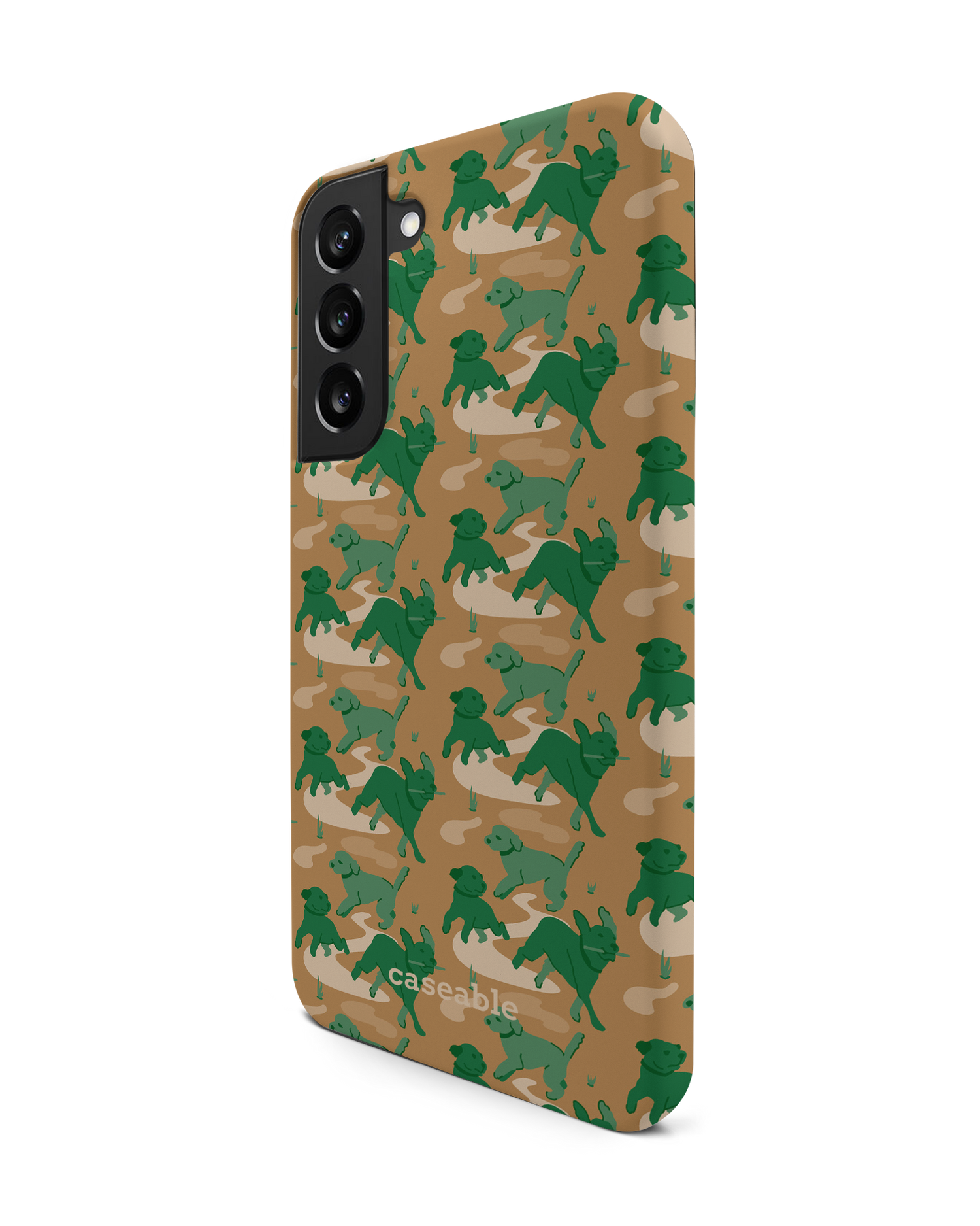 Dog Camo Premium Phone Case Samsung Galaxy S22 Plus 5G: View from the right side