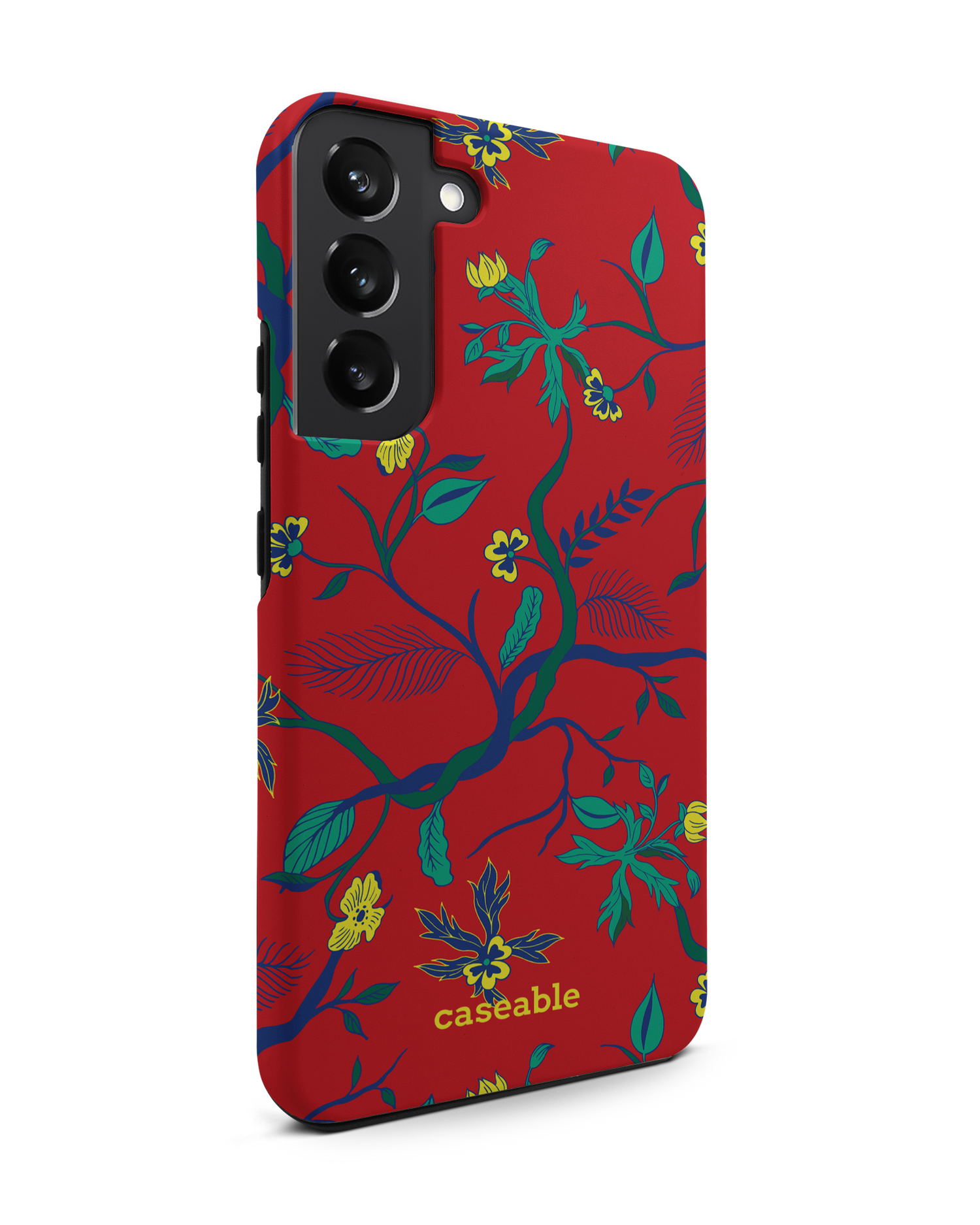 Ultra Red Floral Premium Phone Case Samsung Galaxy S22 Plus 5G: View from the left side