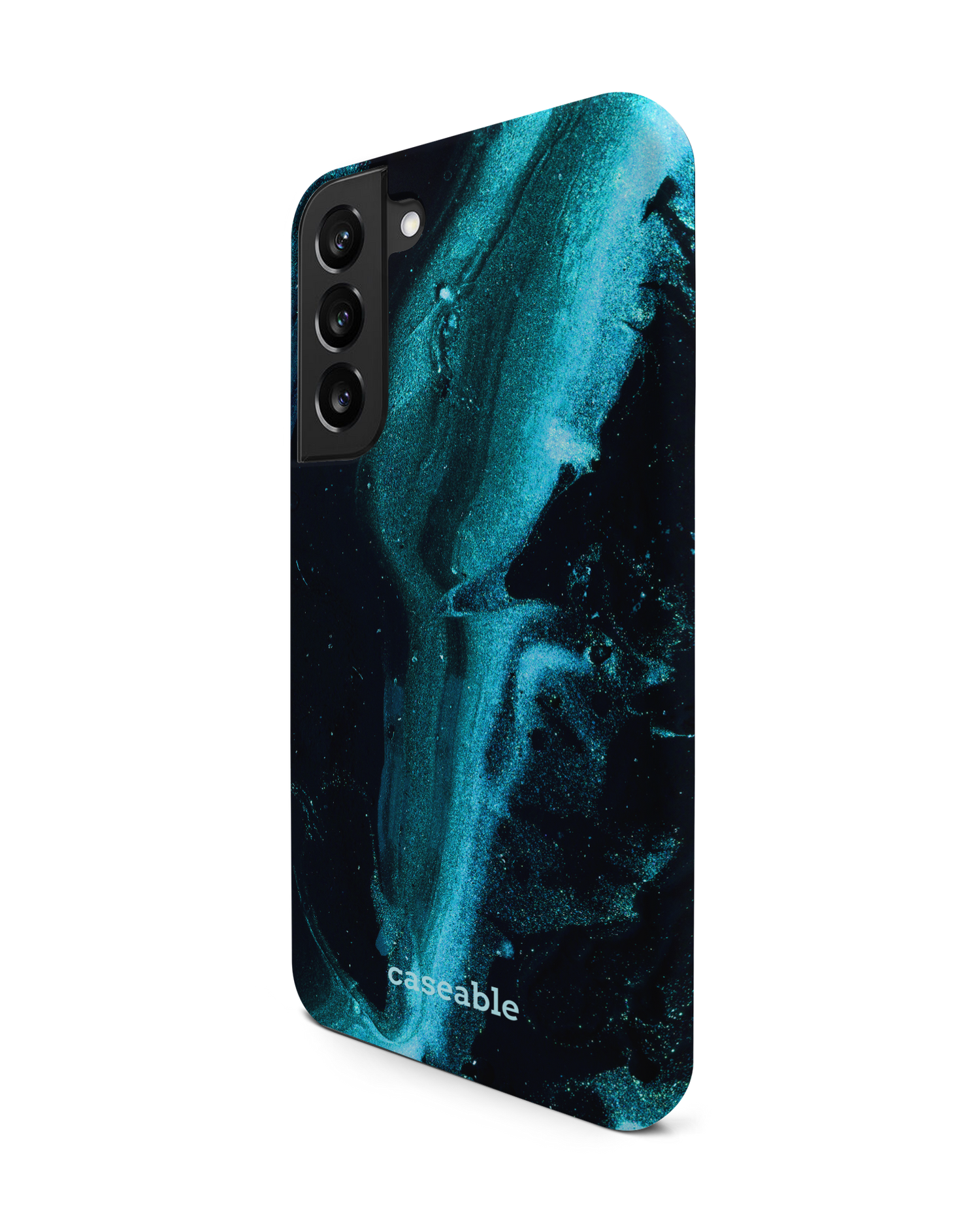Deep Turquoise Sparkle Premium Phone Case Samsung Galaxy S22 Plus 5G: View from the right side