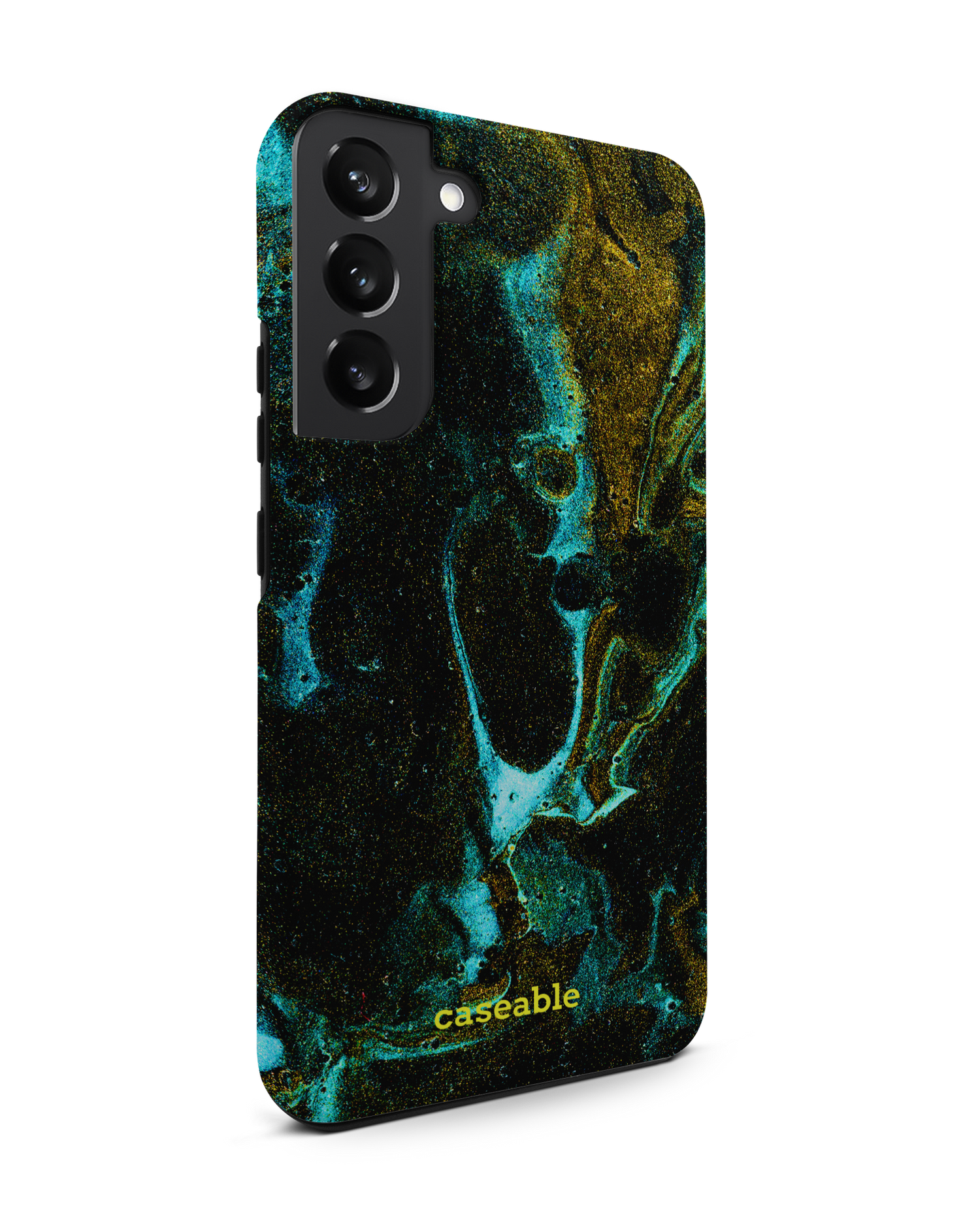Mint Gold Marble Sparkle Premium Phone Case Samsung Galaxy S22 Plus 5G: View from the left side