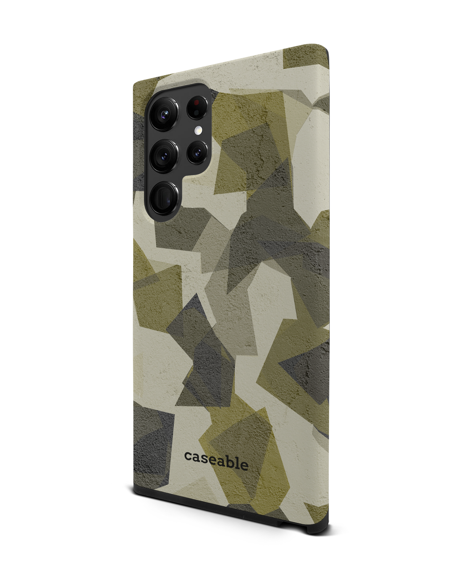 Geometric Camo Green Premium Phone Case Samsung Galaxy S22 Ultra 5G: View from the right side